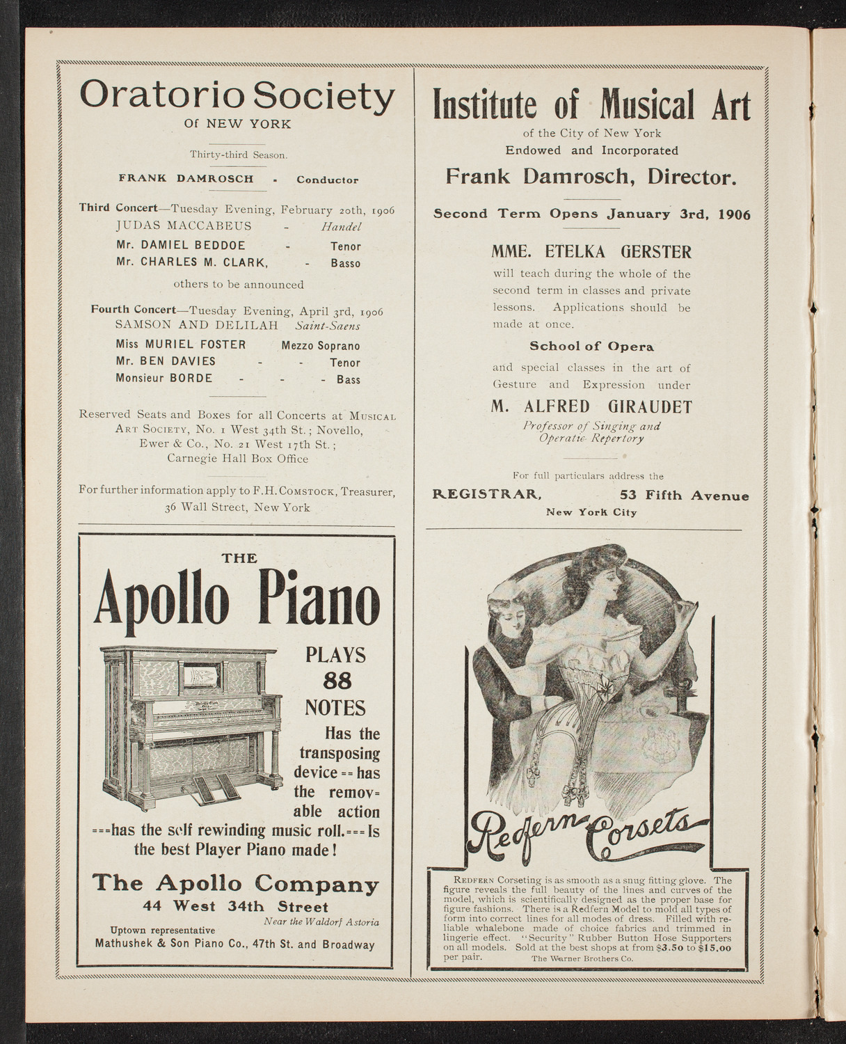 New York Symphony Orchestra, January 7, 1906, program page 2