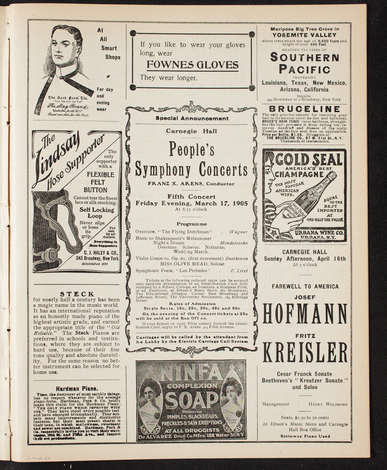Oratorio Society of New York, March 14, 1905, program page 9