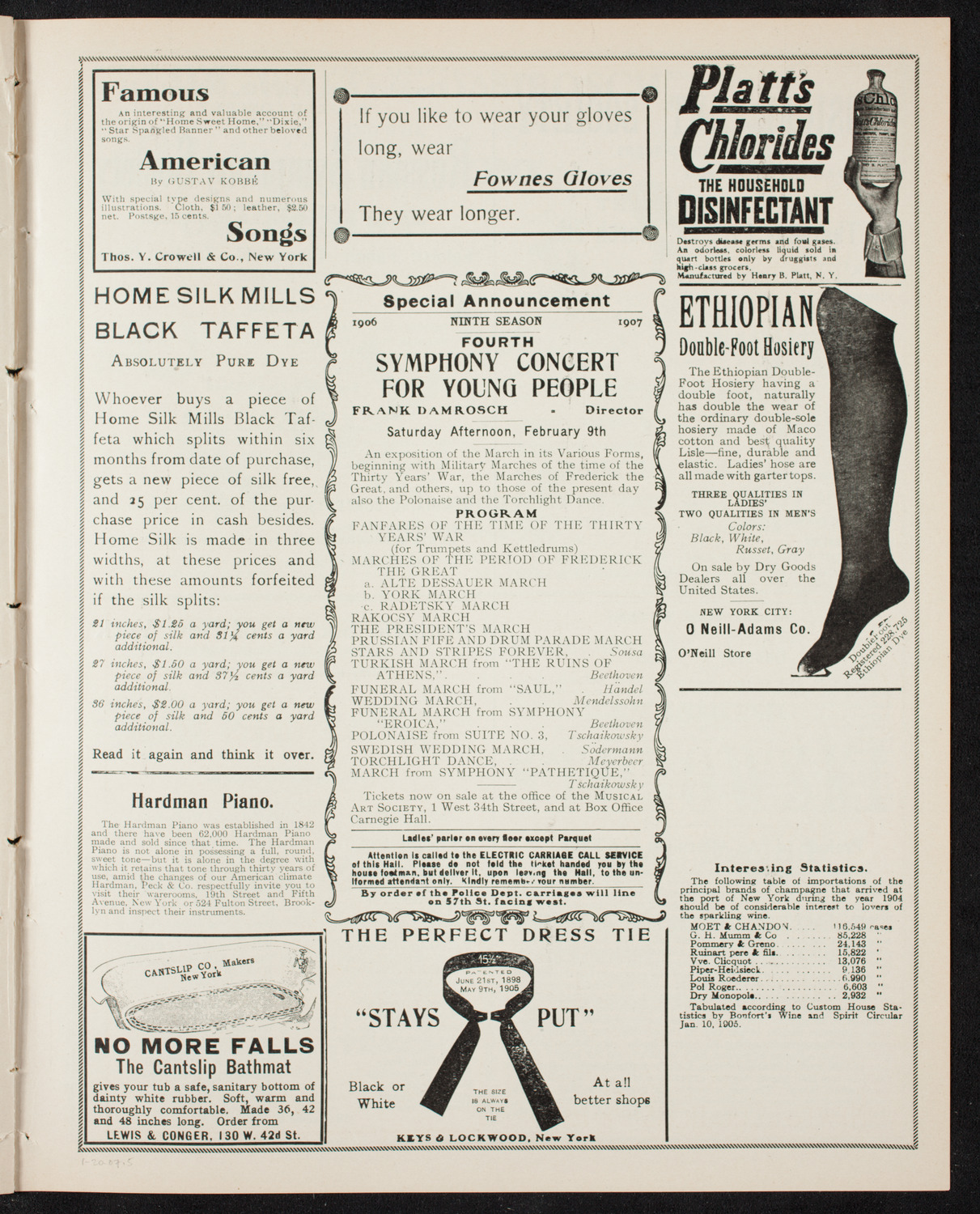 New York Symphony Orchestra, January 20, 1907, program page 9