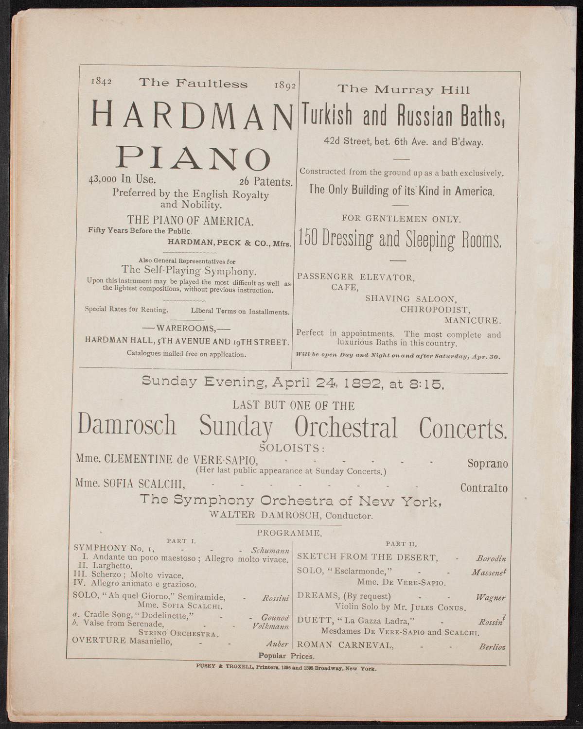 Urania Scientific Theatre, April 23, 1892, program page 12