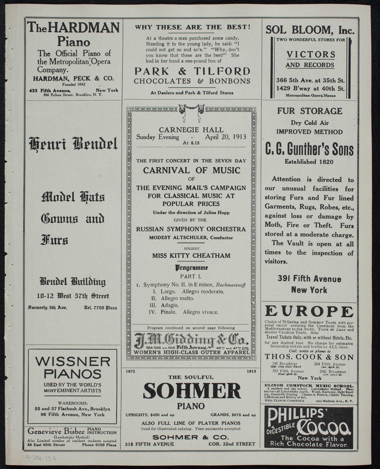 Russian Symphony Society of New York, April 20, 1913, program page 5