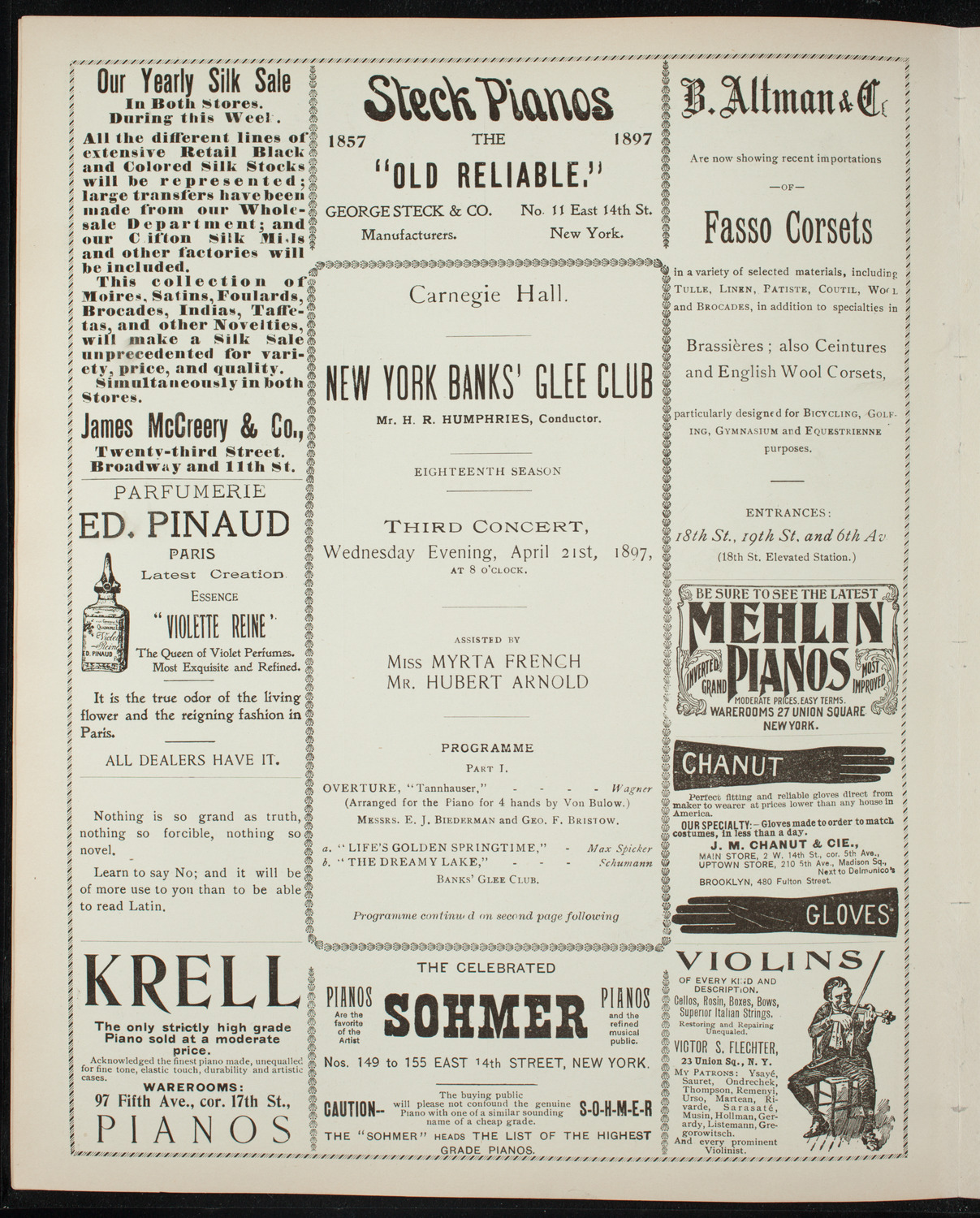 New York Banks' Glee Club, April 21, 1897, program page 4