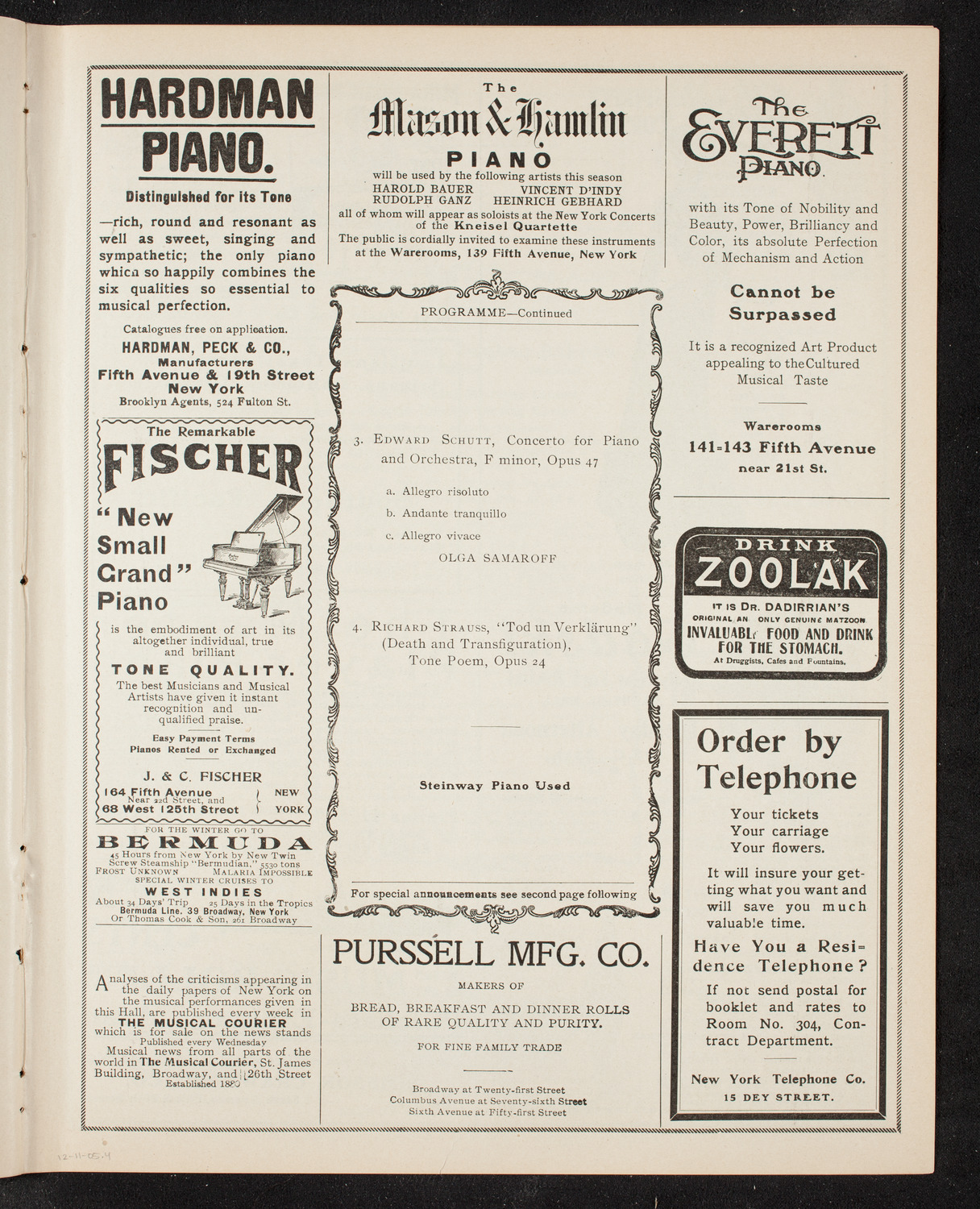 Philadelphia Orchestra, December 11, 1905, program page 7