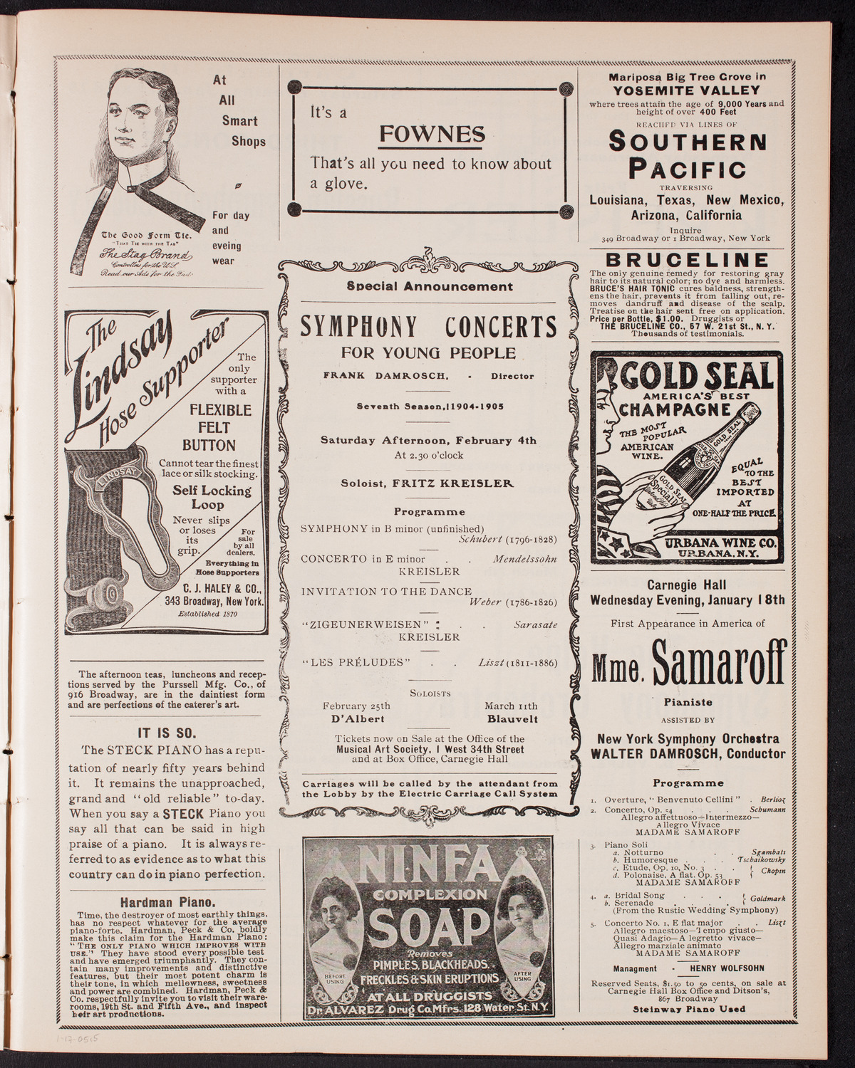 Franz von Vecsey, Violin, January 17, 1905, program page 9