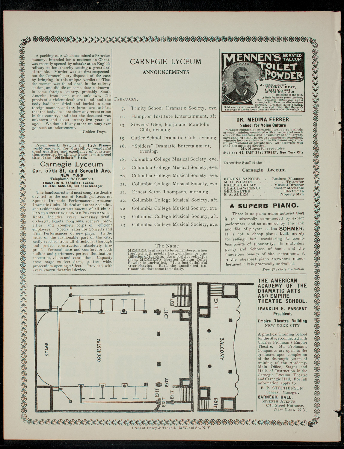 The Children's Theatre, February 2, 1901, program page 4