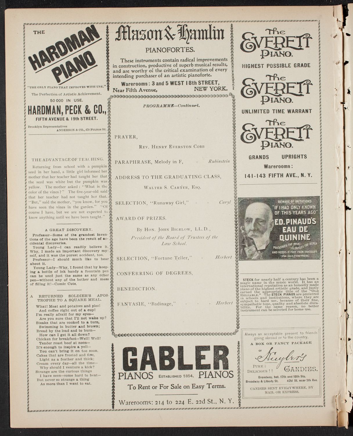 Graduation: New York Law School, June 8, 1899, program page 6