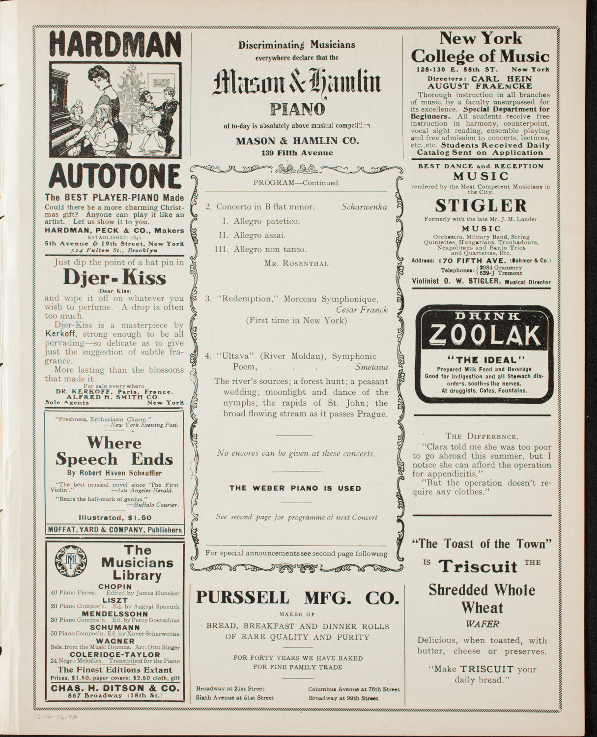 New York Symphony Orchestra, December 16, 1906, program page 7