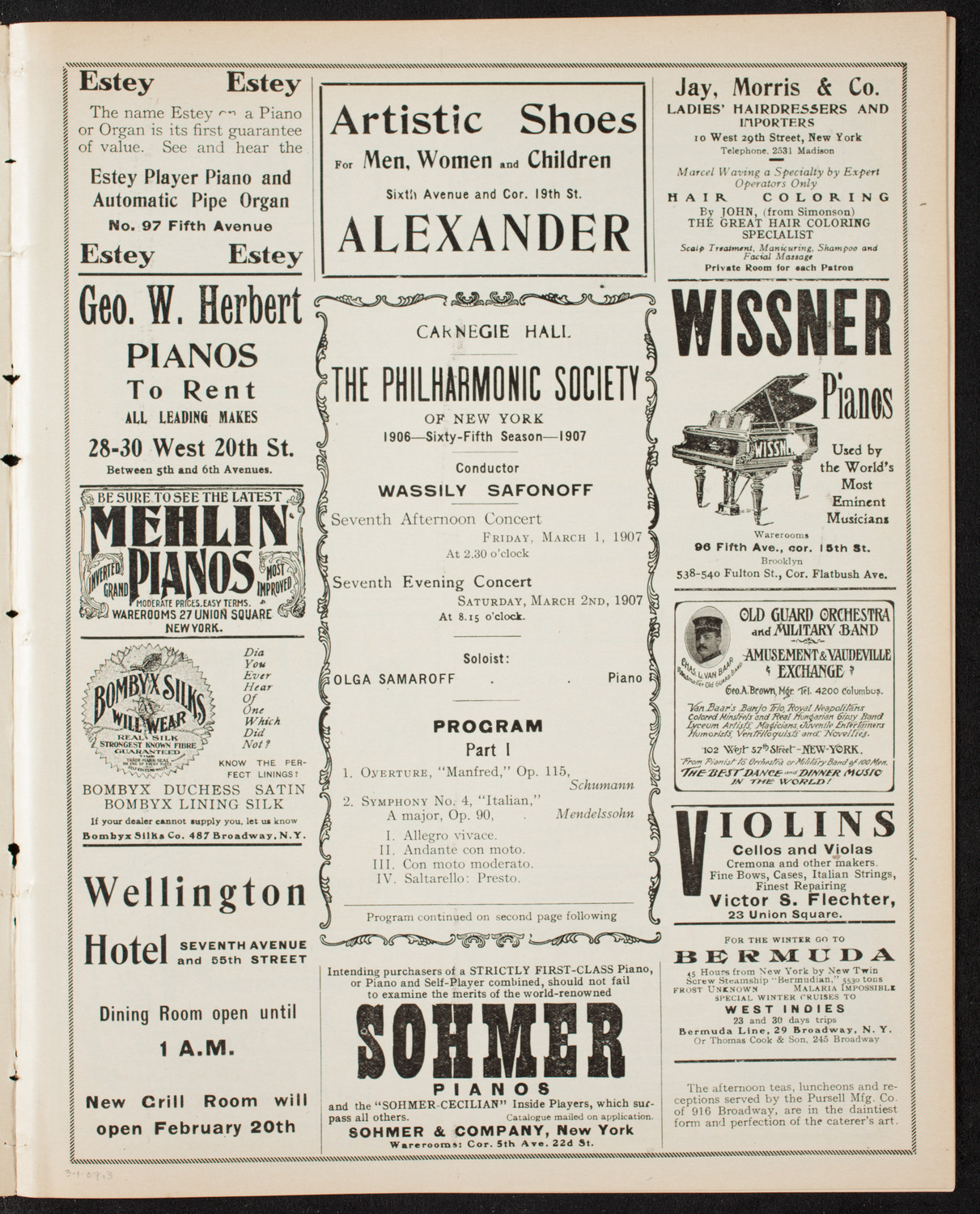 New York Philharmonic, March 1, 1907, program page 5
