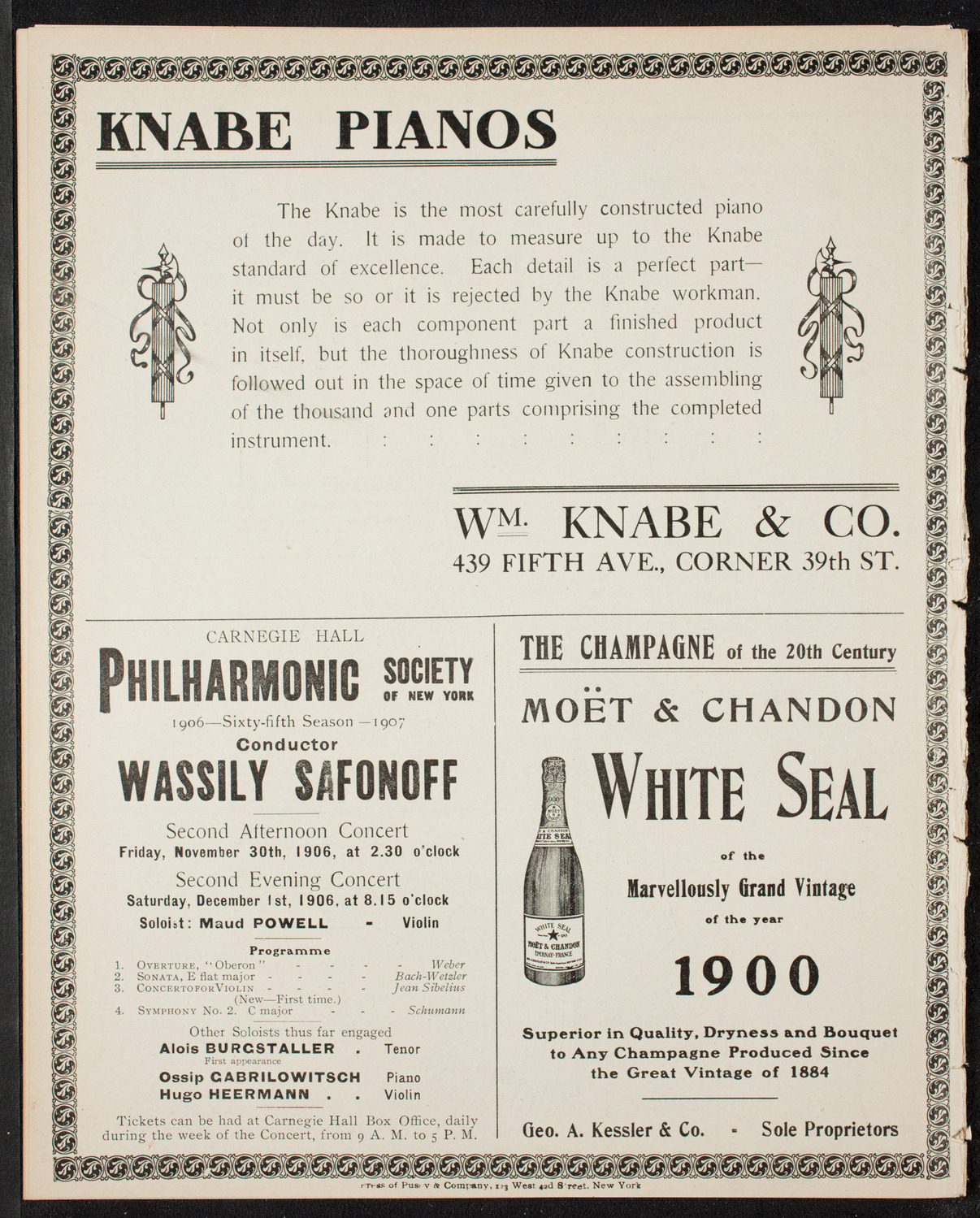 Marcella Sembrich, Soprano, November 20, 1906, program page 14
