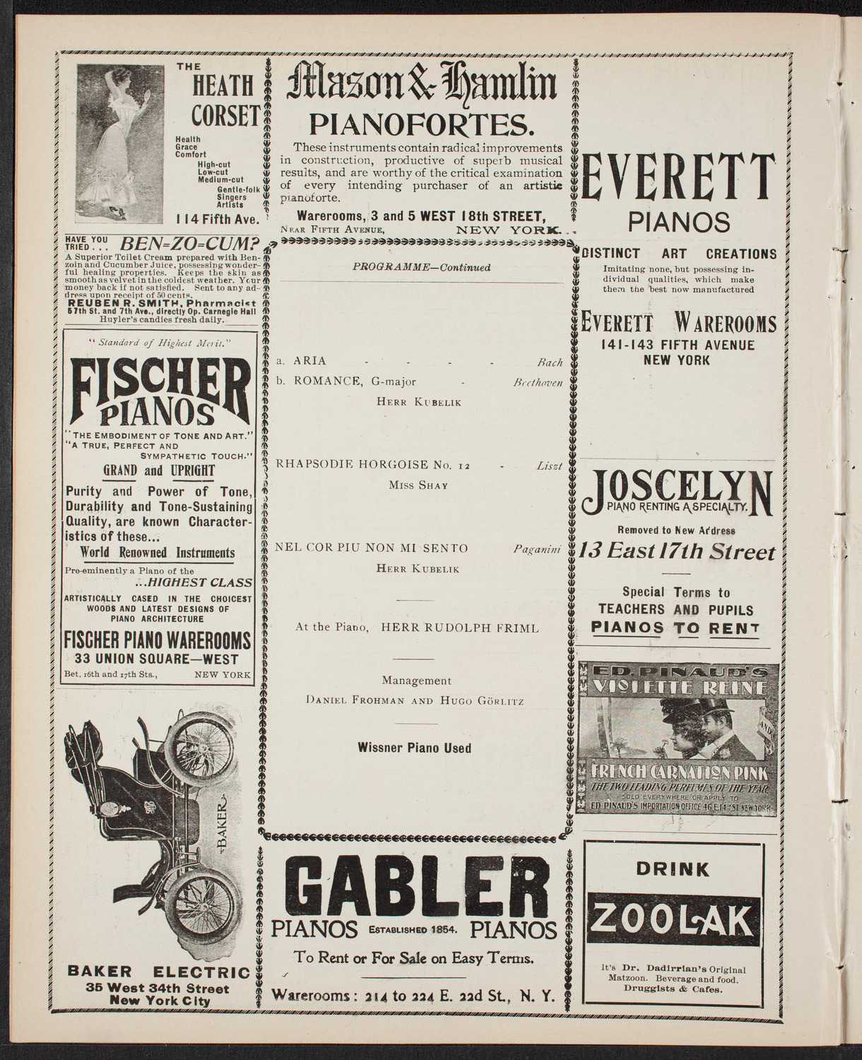 Jan Kubelik, Violin, with Jessie Shay, Piano, December 7, 1901, program page 8