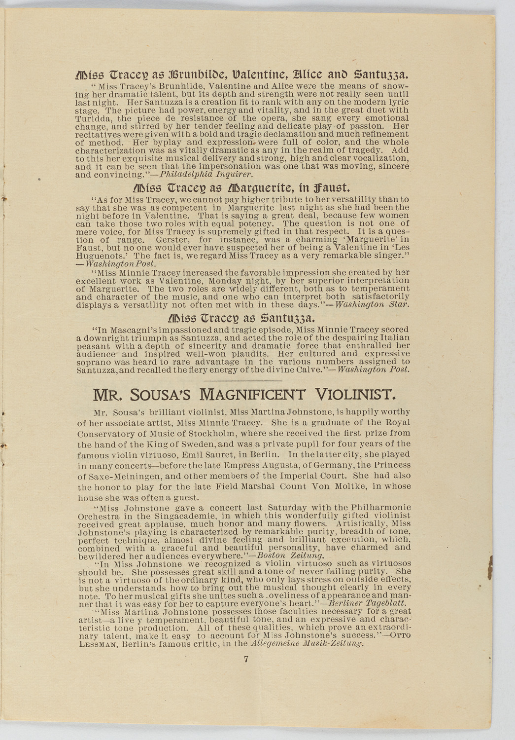 Promotional booklet for Sousa's Grand Concert Band, 1896 season, page 5