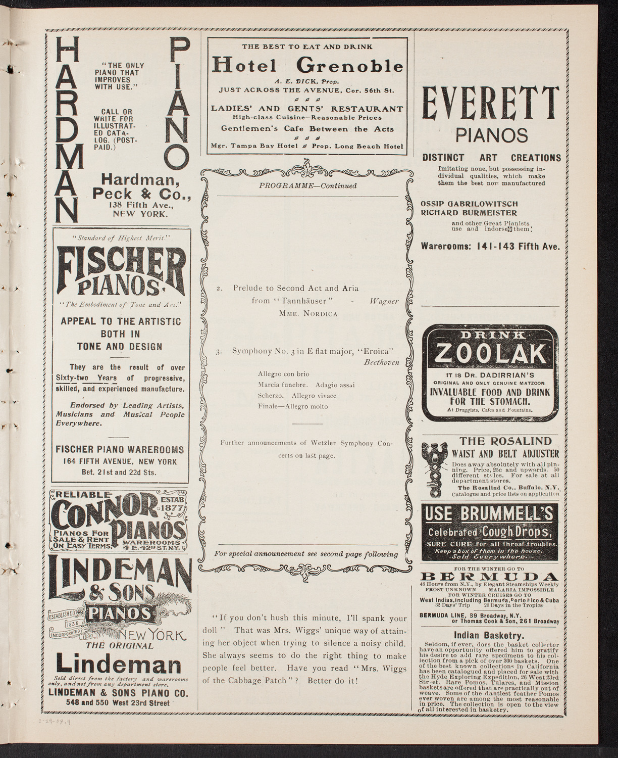 Wetzler Symphony Orchestra, February 24, 1903, program page 7