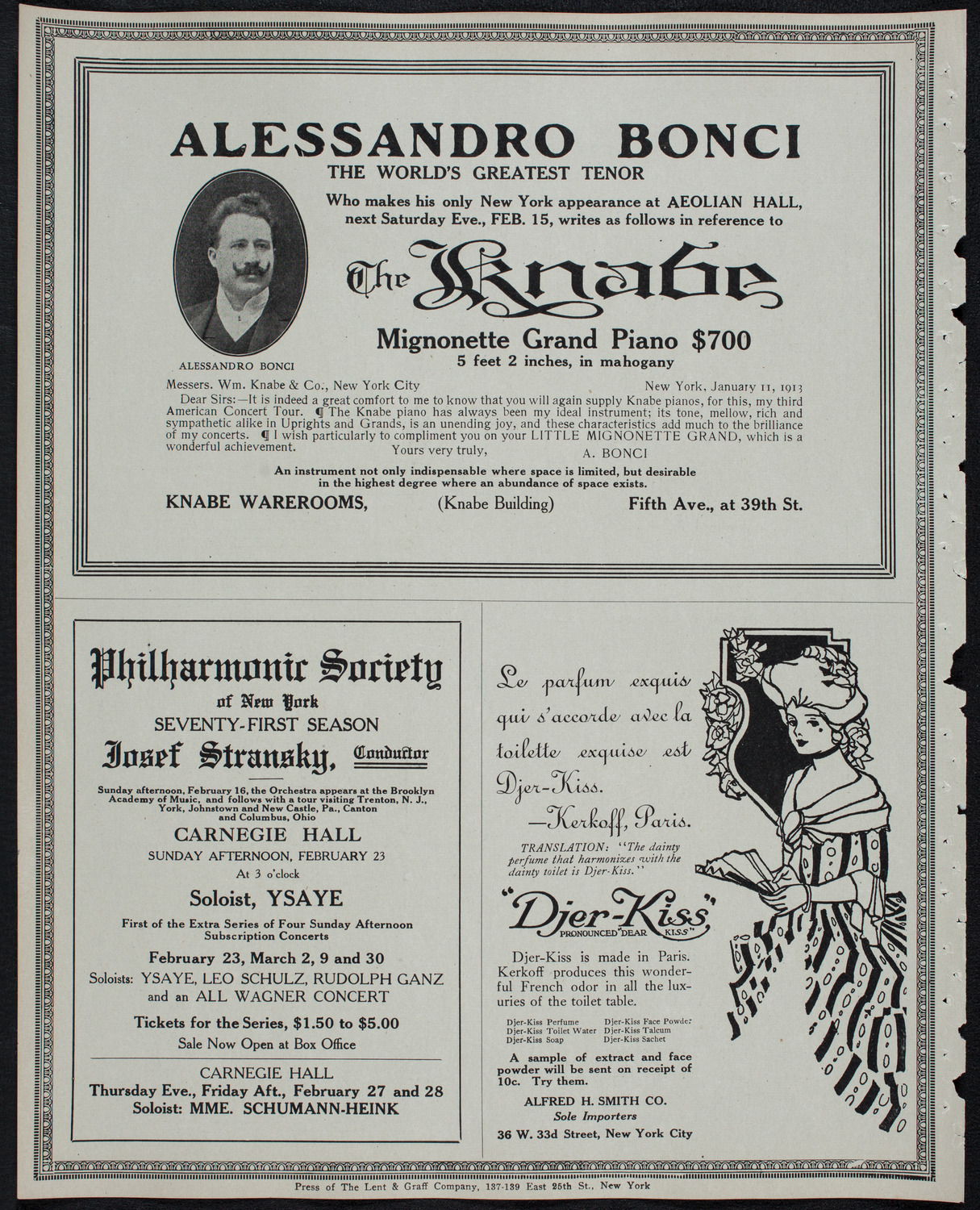 New York Philharmonic, February 14, 1913, program page 12