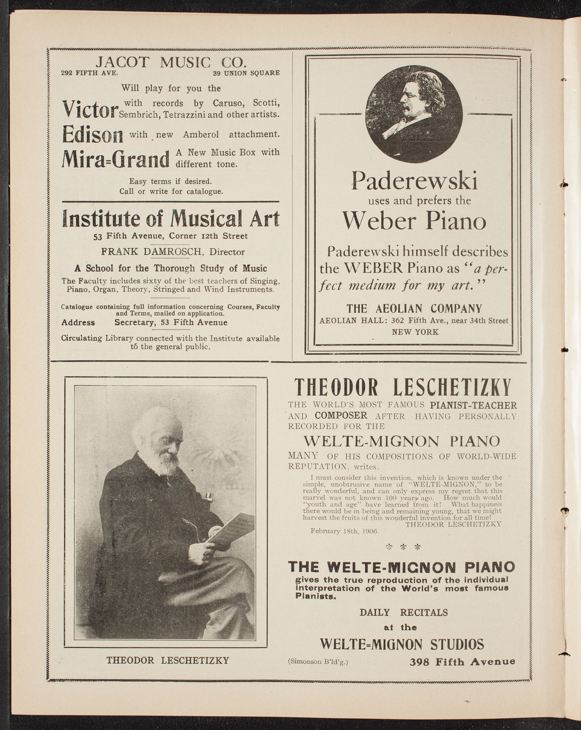 Gustav Mahler and New York Philharmonic, April 6, 1909, program page 6