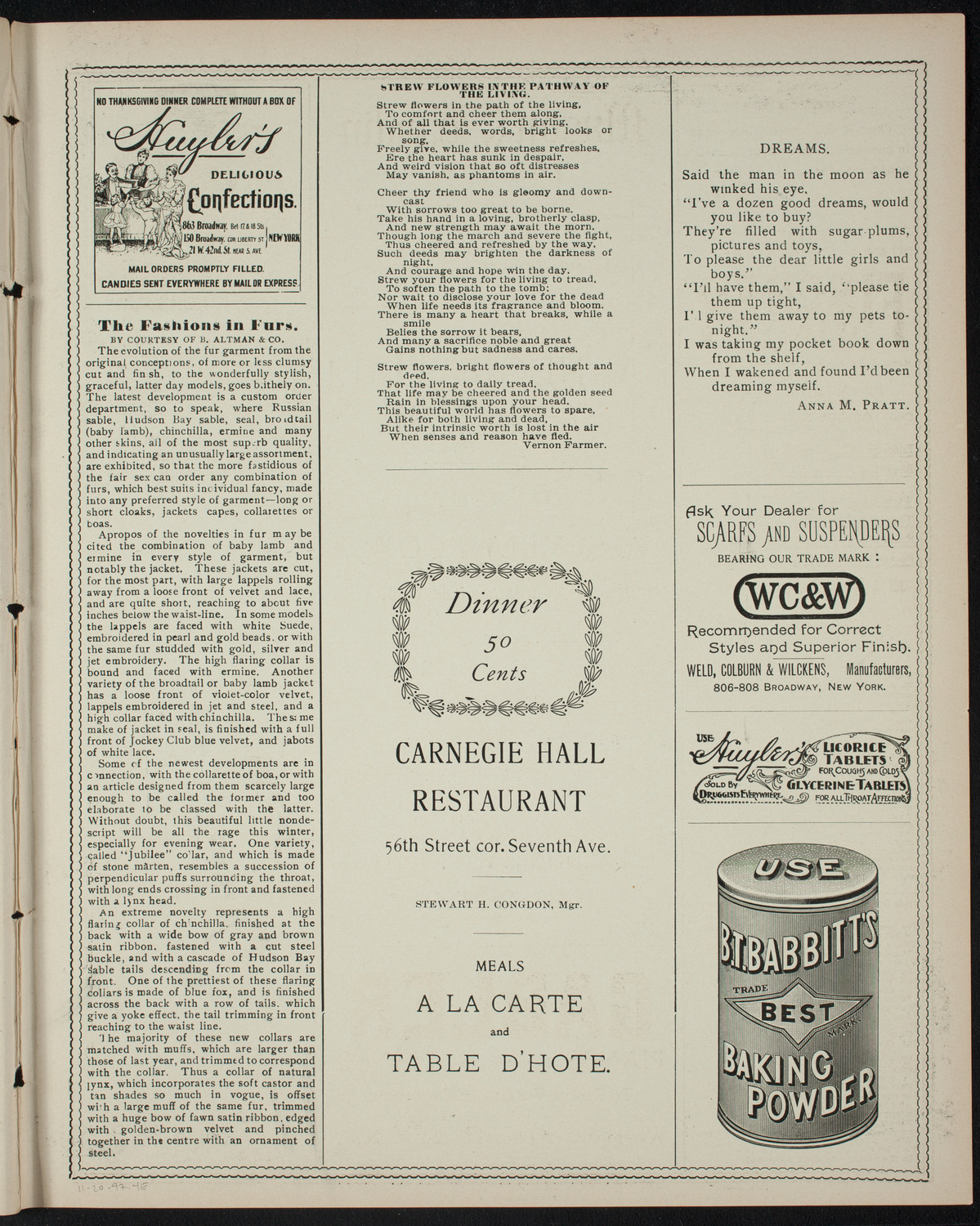 Benefit: Fondas Para Ropa, November 20, 1897, program page 7
