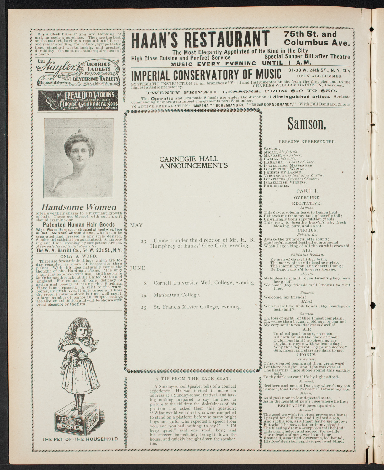 People's Choral Union, May 13, 1900, program page 2