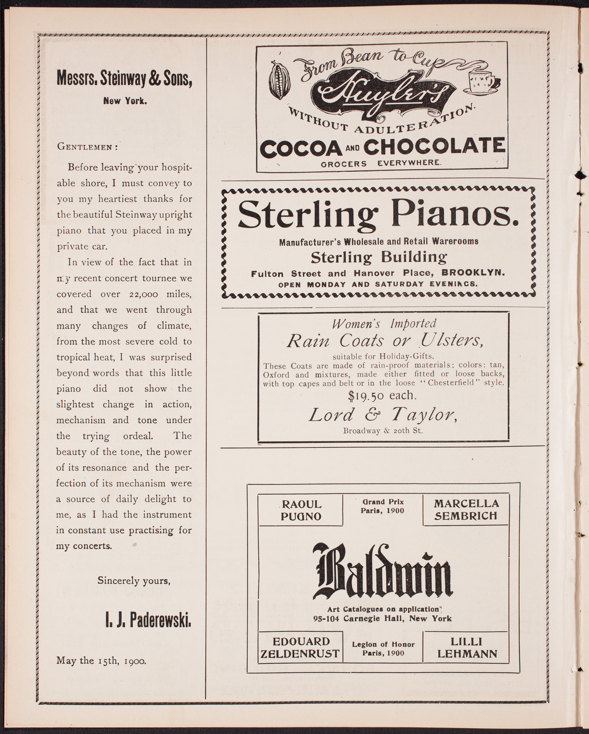 Josephy Horodas, E. Sarda de Bassini, Vera de Bassini, A. de Bassini, and Beatrice Eberhard, December 28, 1902, program page 4