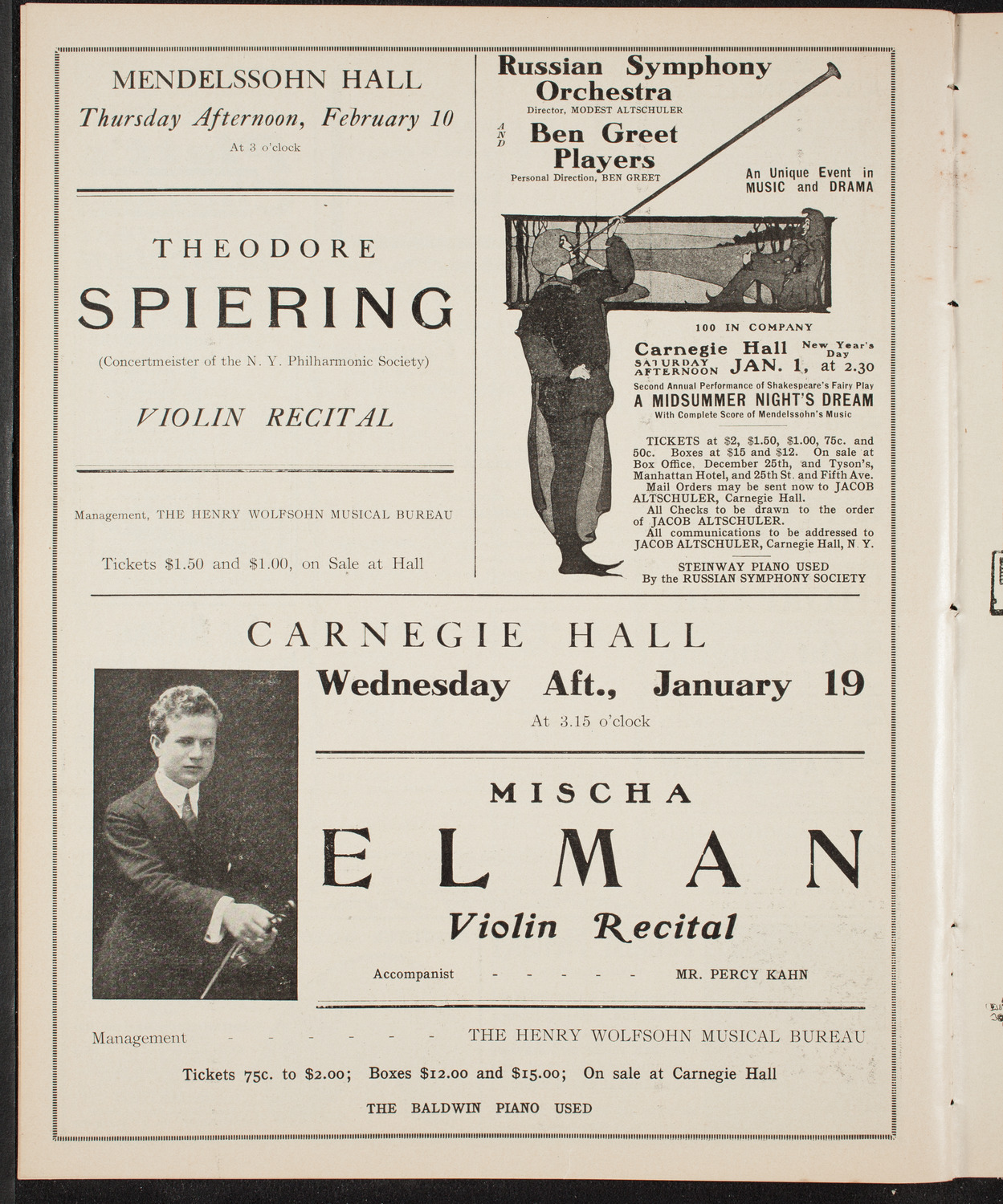 New York Philharmonic, December 29, 1909, program page 10