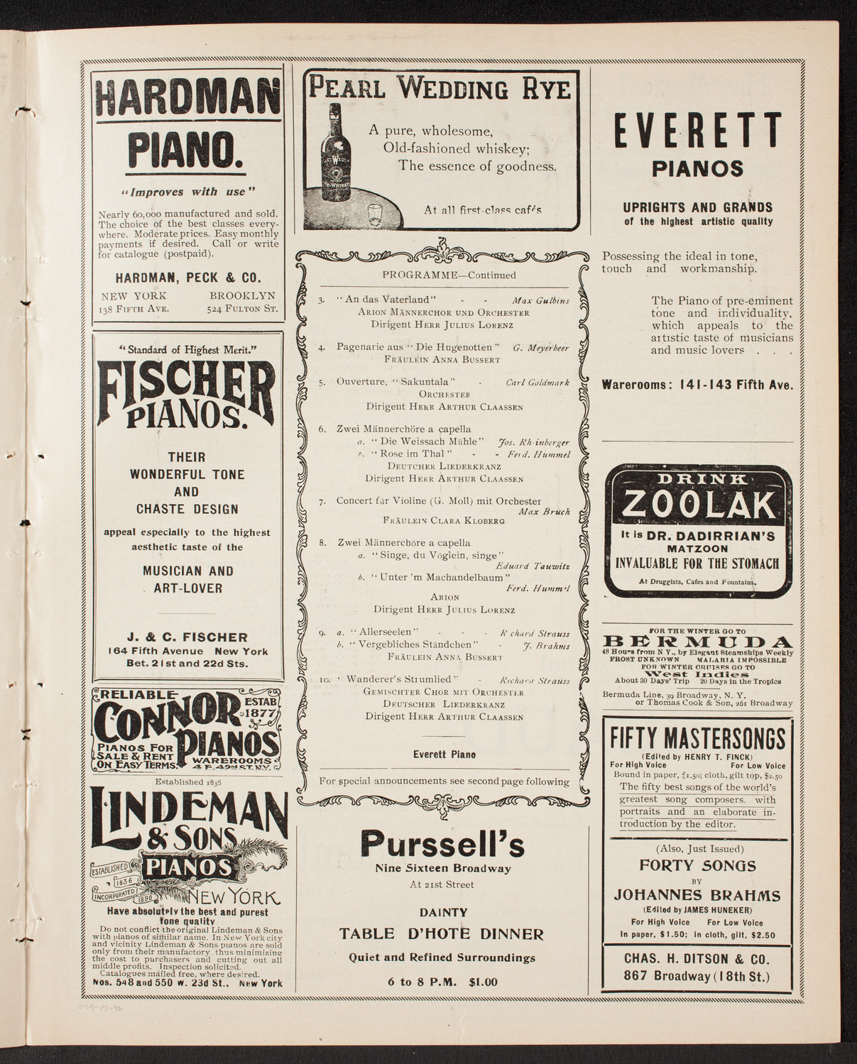 Benefit: German Hospital and Dispensary, November 29, 1903, program page 7