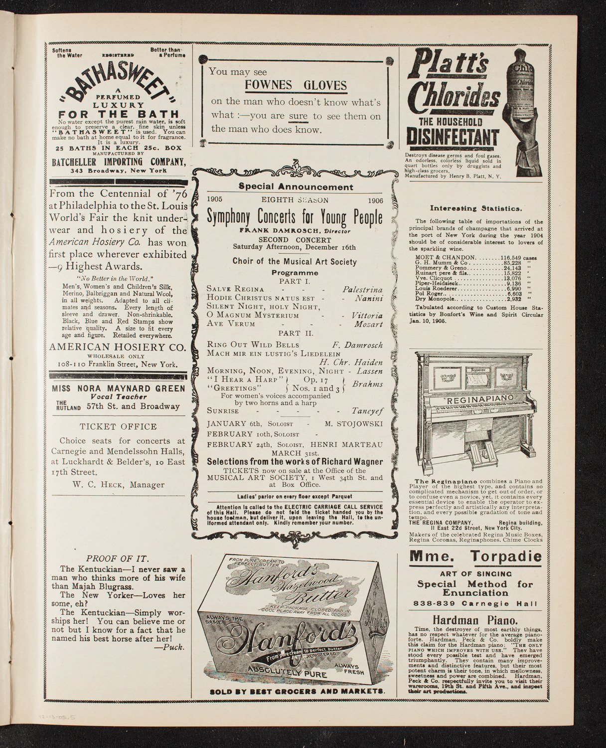 Musical Art Society of New York, December 14, 1905, program page 9