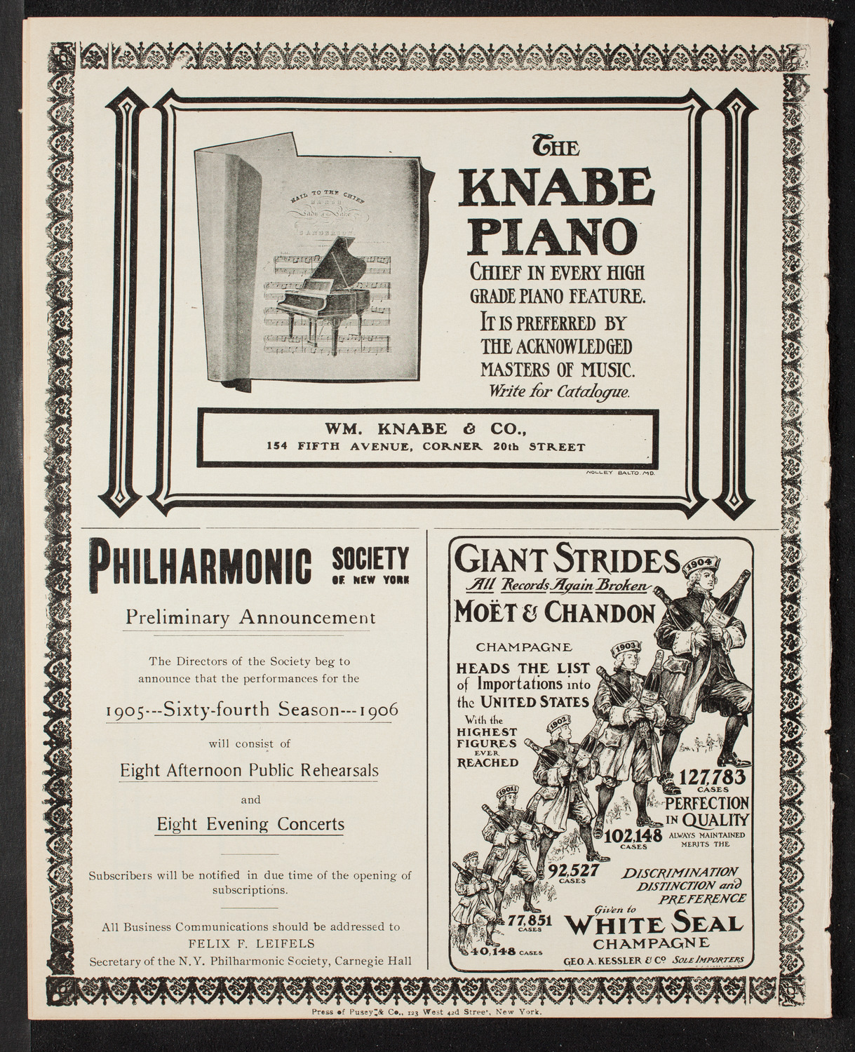 Josef Hofmann, Piano, and Fritz Kreisler, Violin, April 16, 1905, program page 12