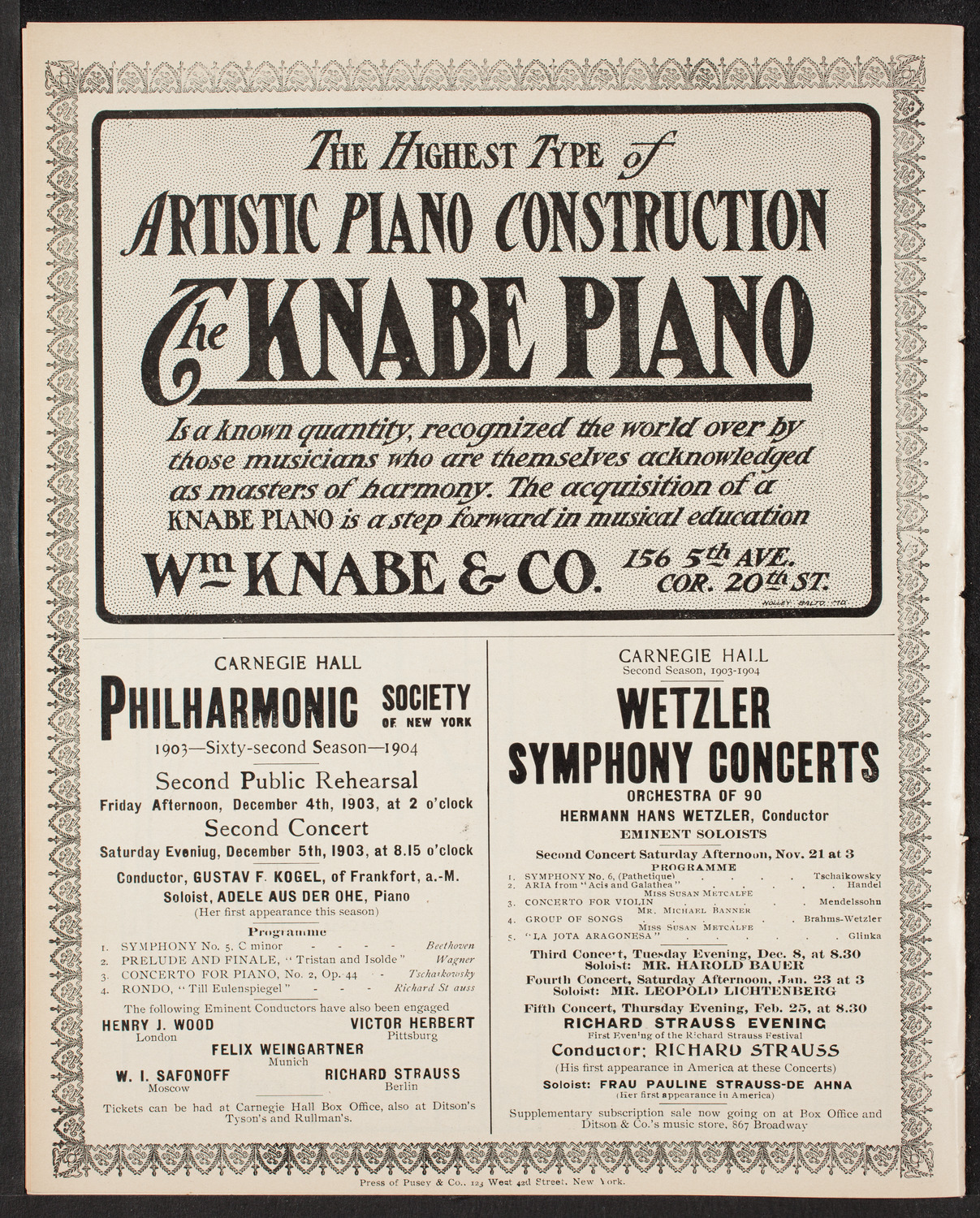 Oratorio Society of New York, November 17, 1903, program page 12