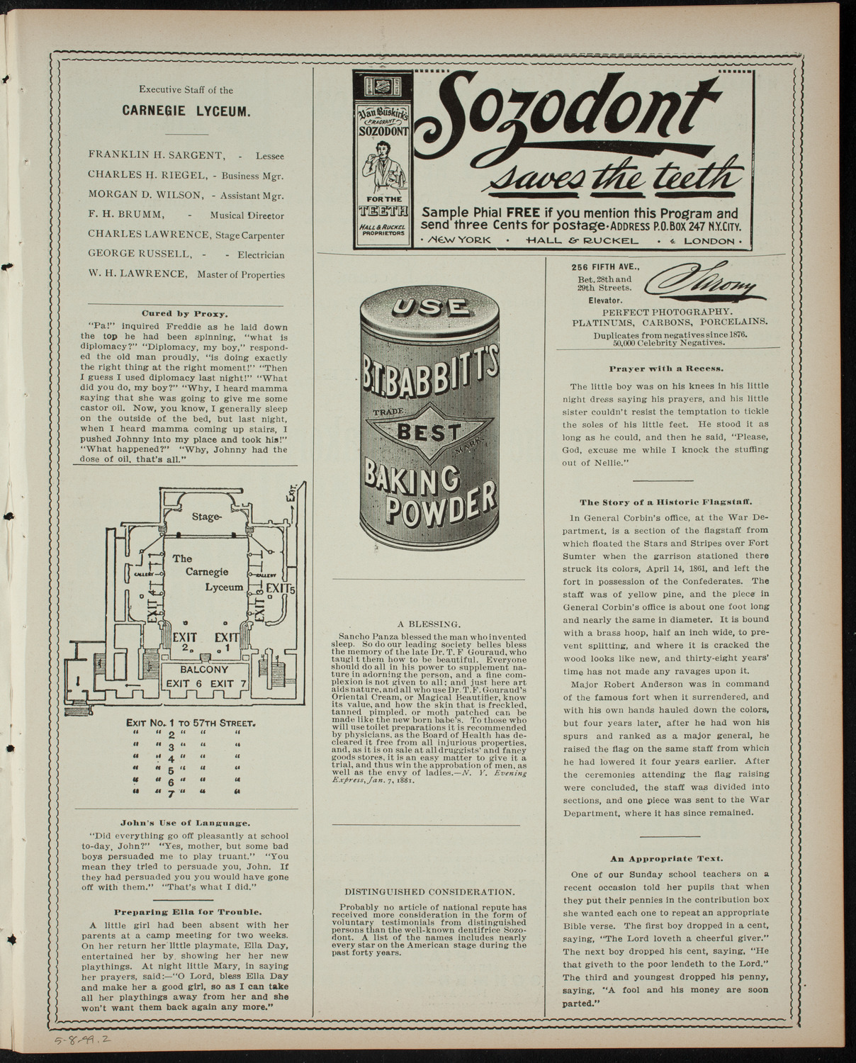 Benefit for the Home Hotel by The Merrymakers, May 8, 1899, program page 3