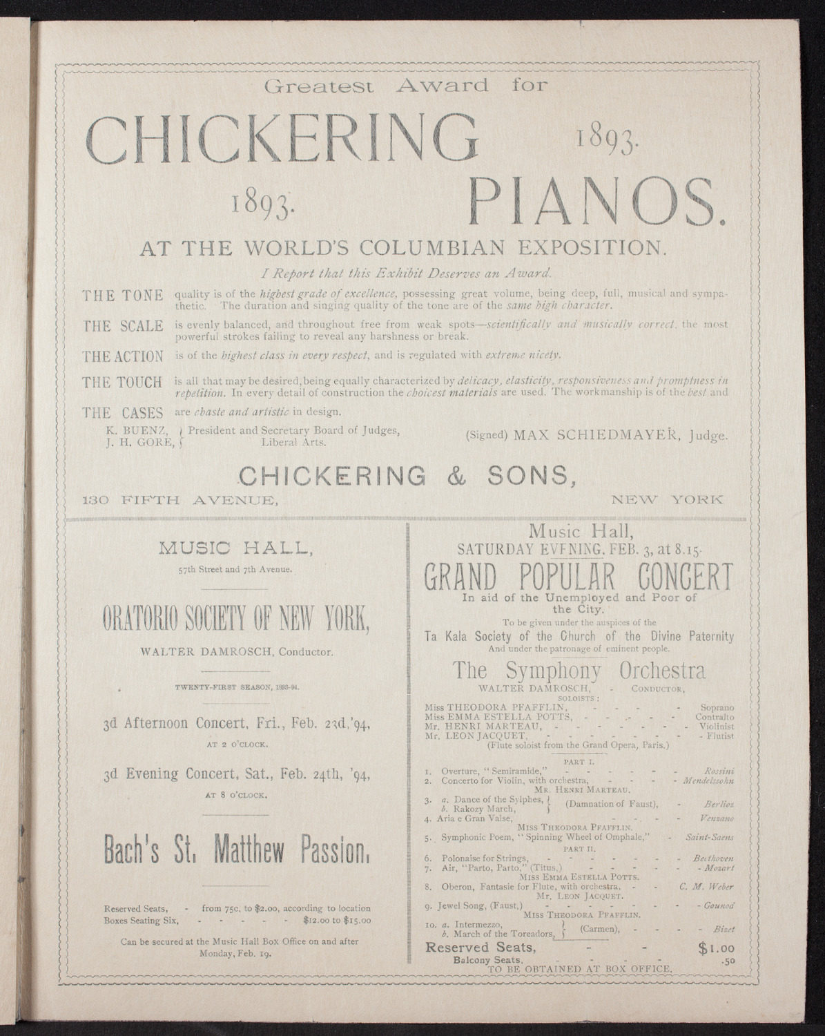 Madame Lineff's Russian Choir, February 2, 1894, program page 7