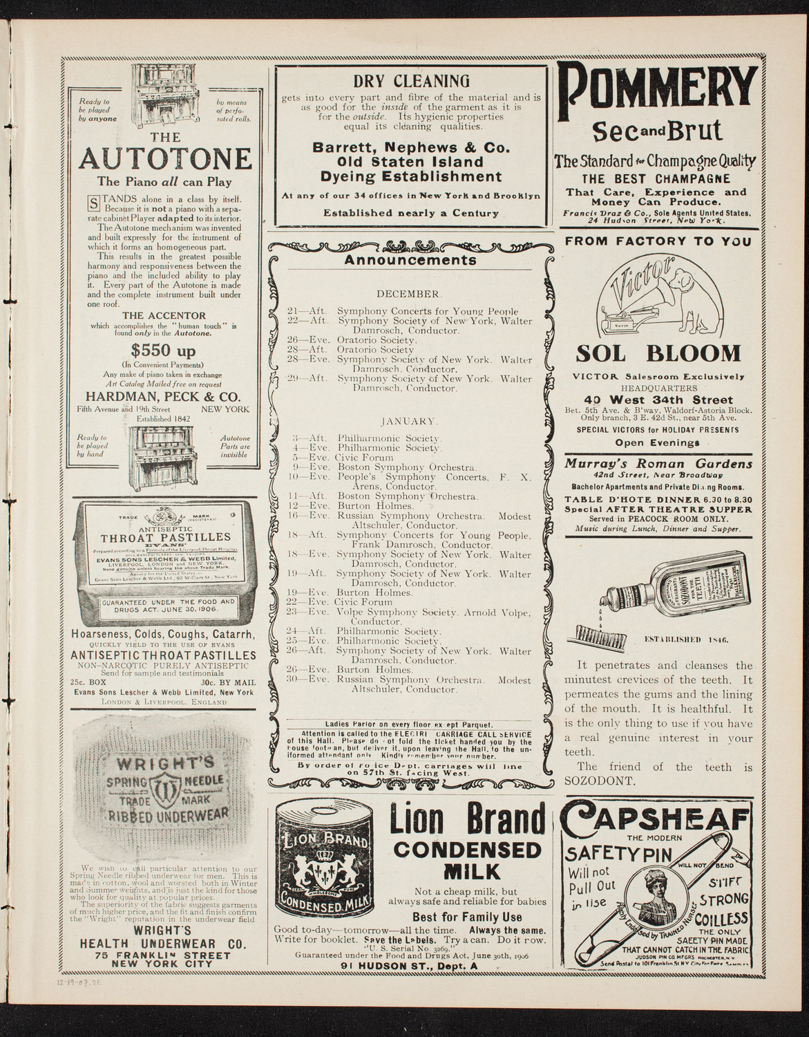 Musical Art Society of New York, December 19, 1907, program page 3