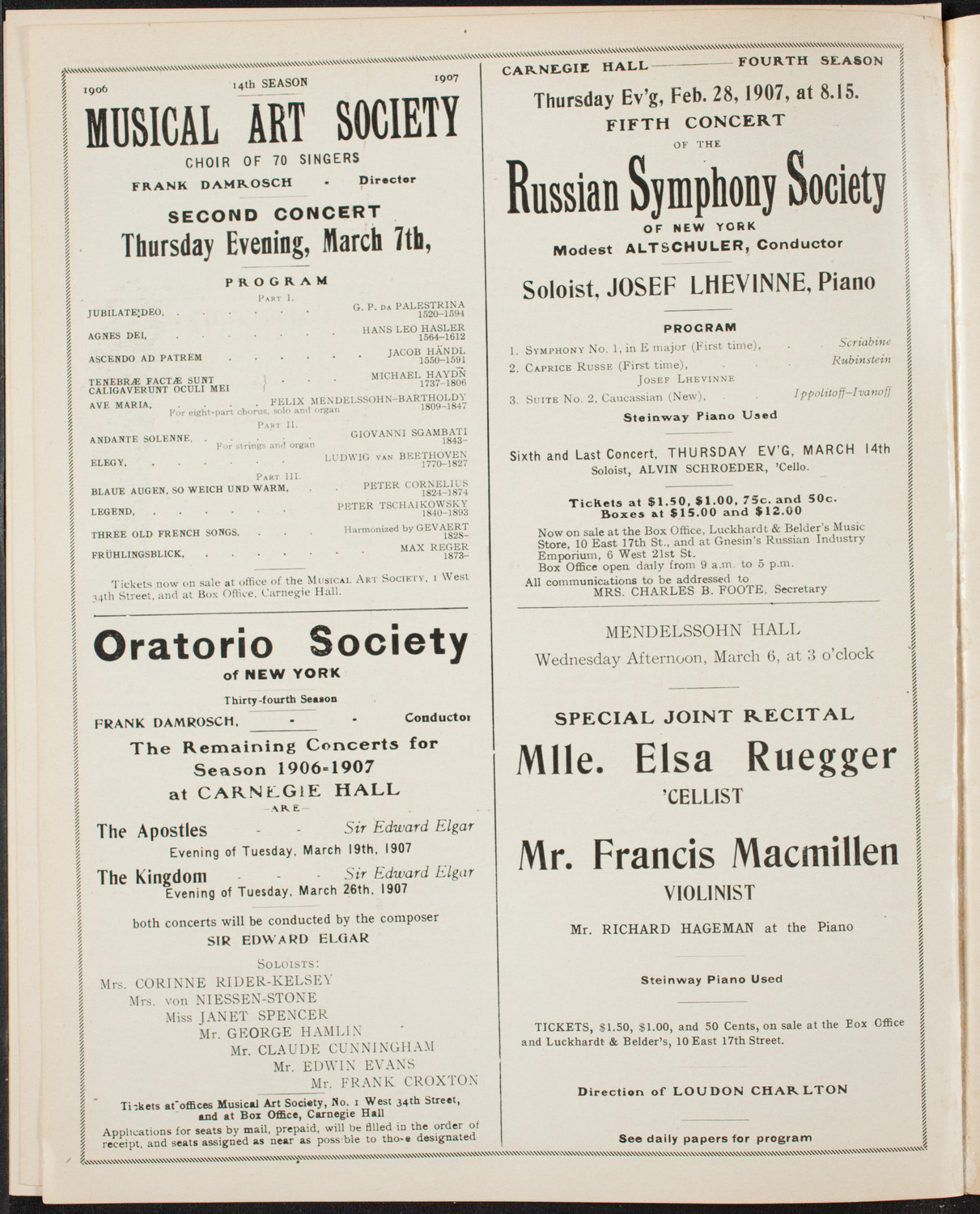 Boston Symphony Orchestra, February 23, 1907, program page 10