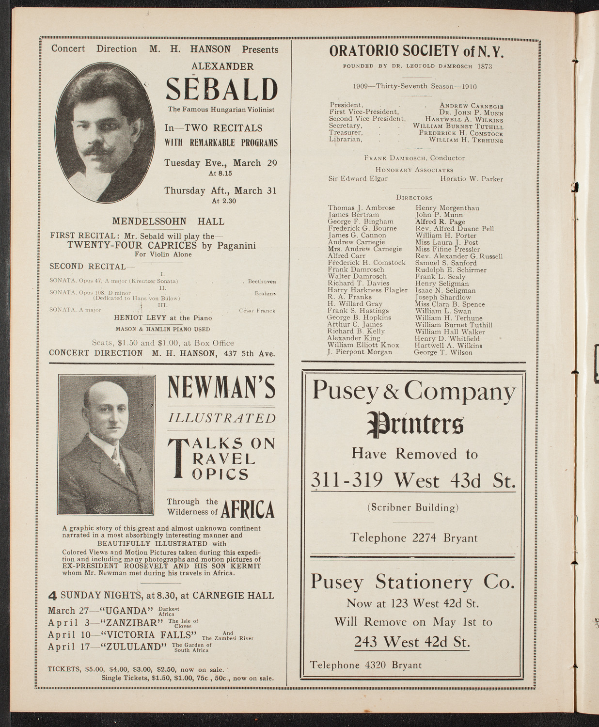 New York Philharmonic, March 27, 1910, program page 10