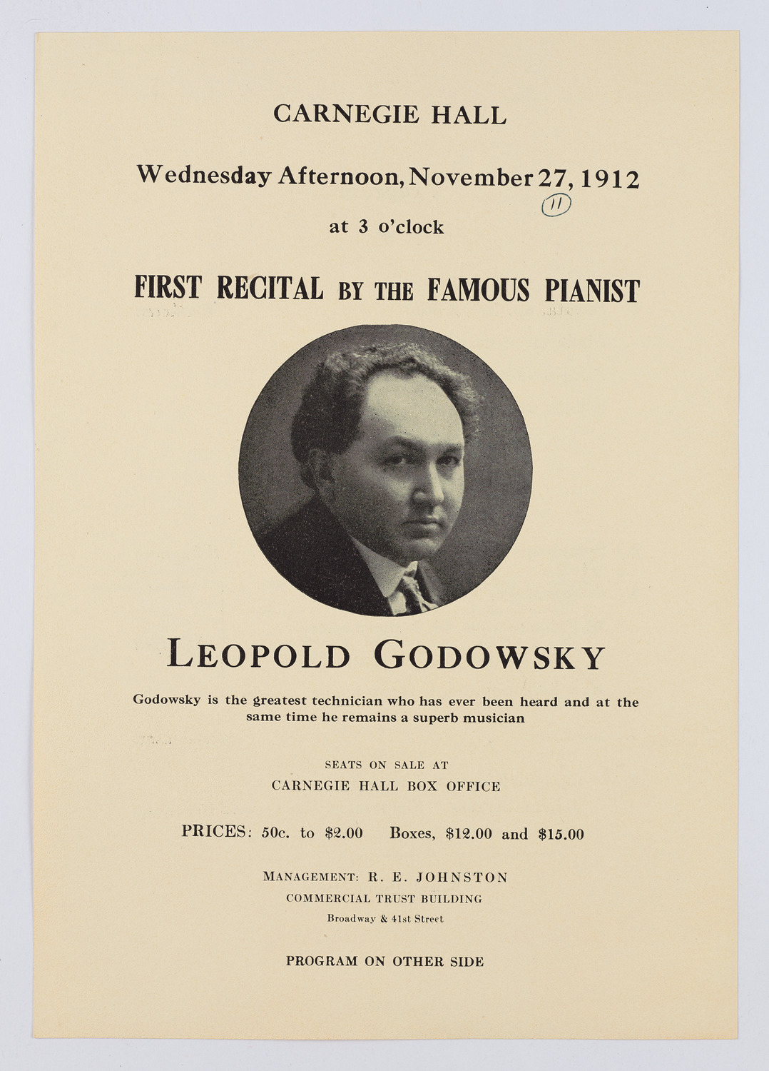 Leopold Godowsky, November 27, 1912