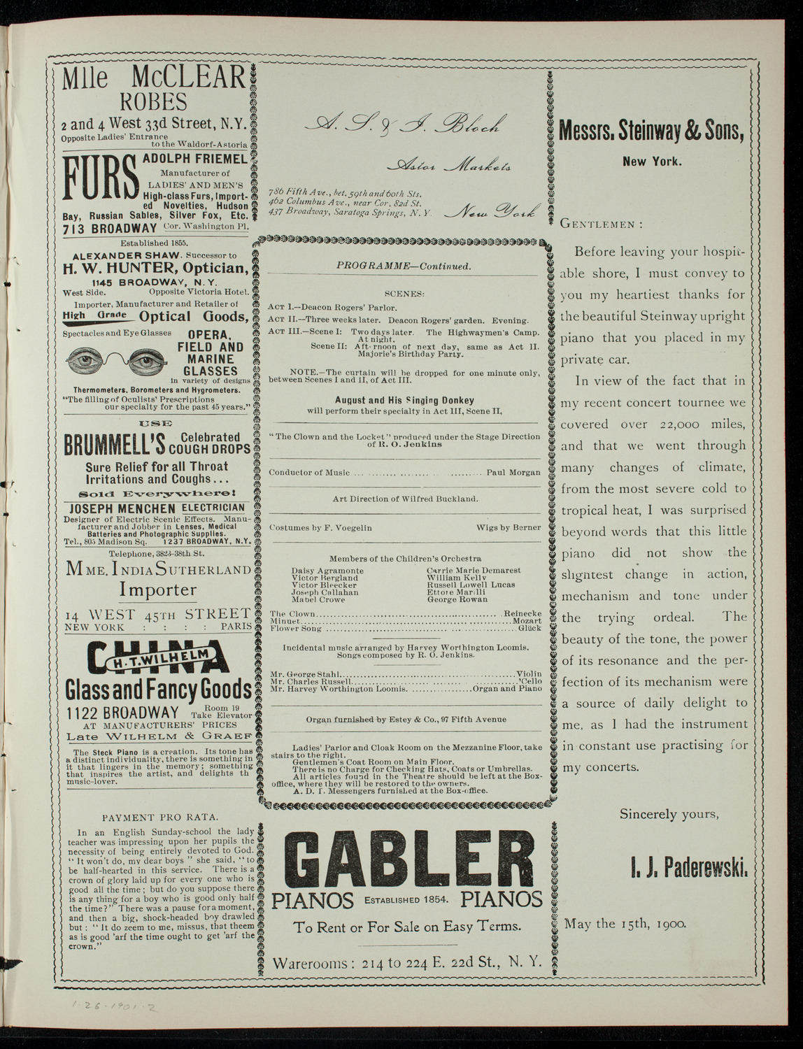 The Children's Theatre, January 26, 1901, program page 3