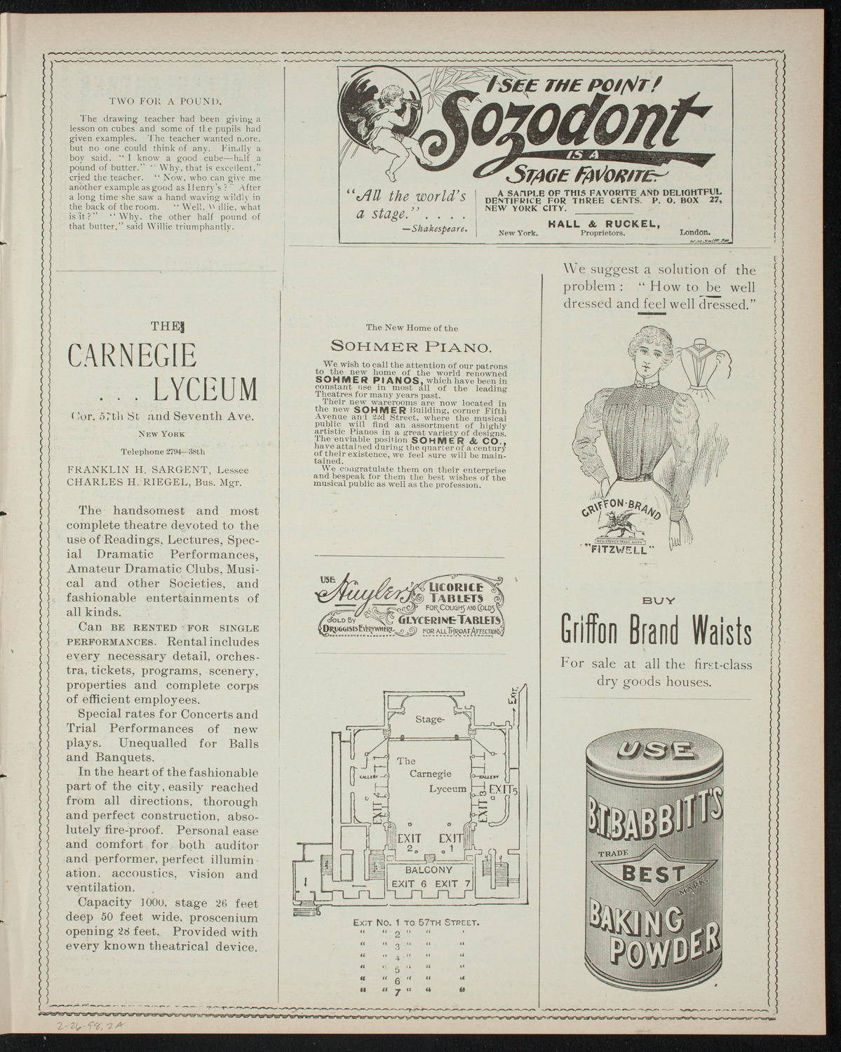 Columbia College Musical Society, February 26, 1898, program page 3