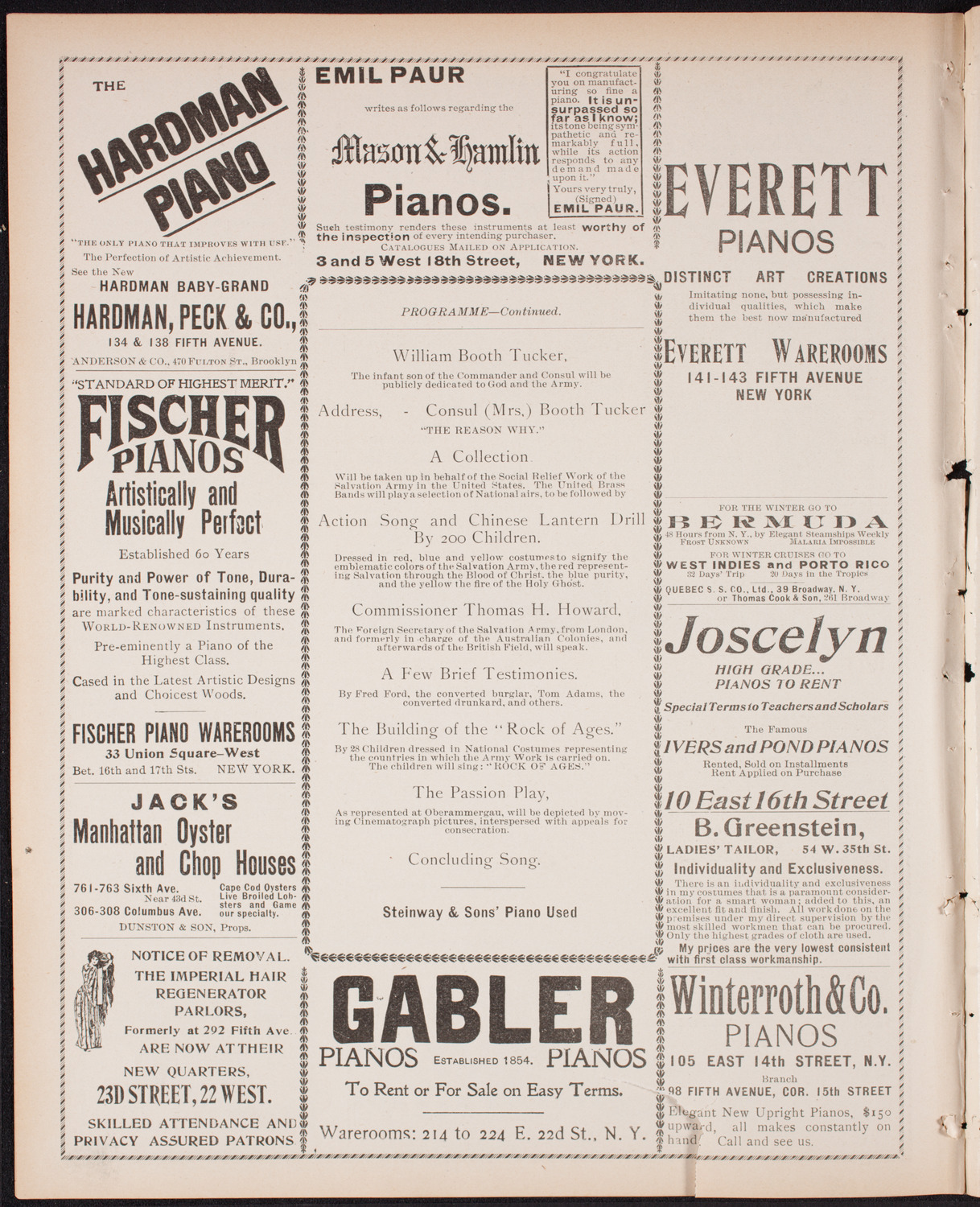 Meeting: The Salvation Army, February 13, 1900, program page 6