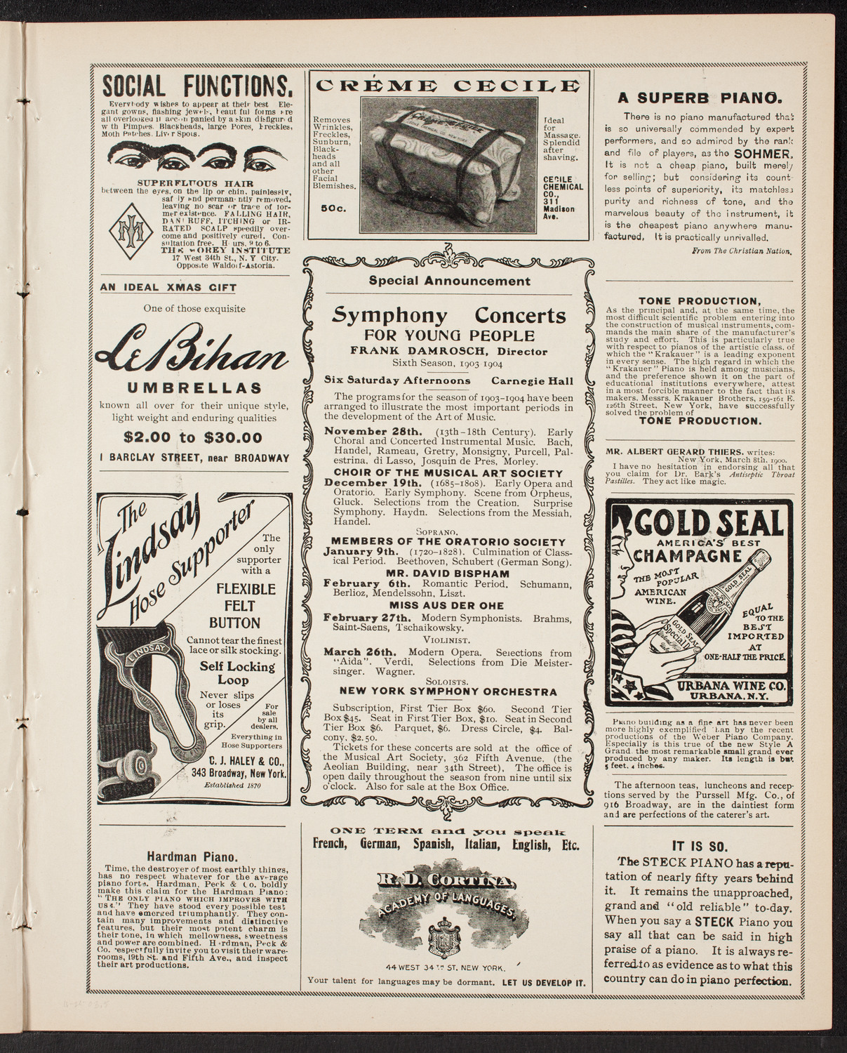 Wetzler Symphony Orchestra, November 21, 1903, program page 9