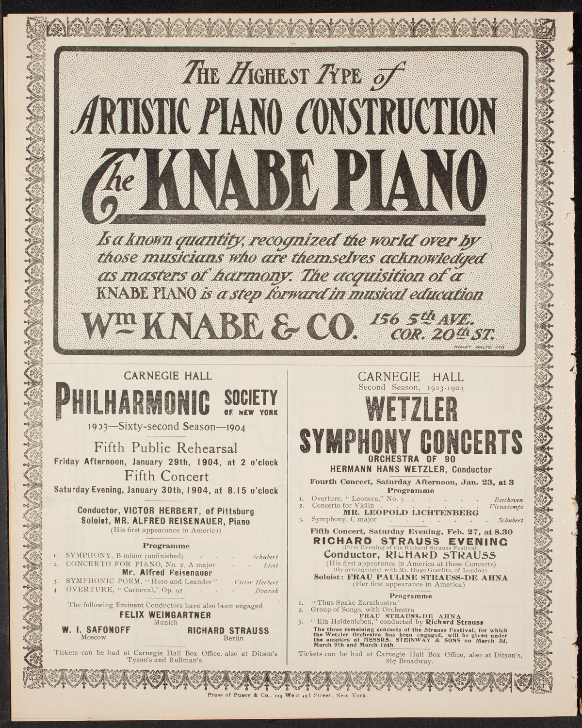 New York Symphony Orchestra, January 10, 1904, program page 12