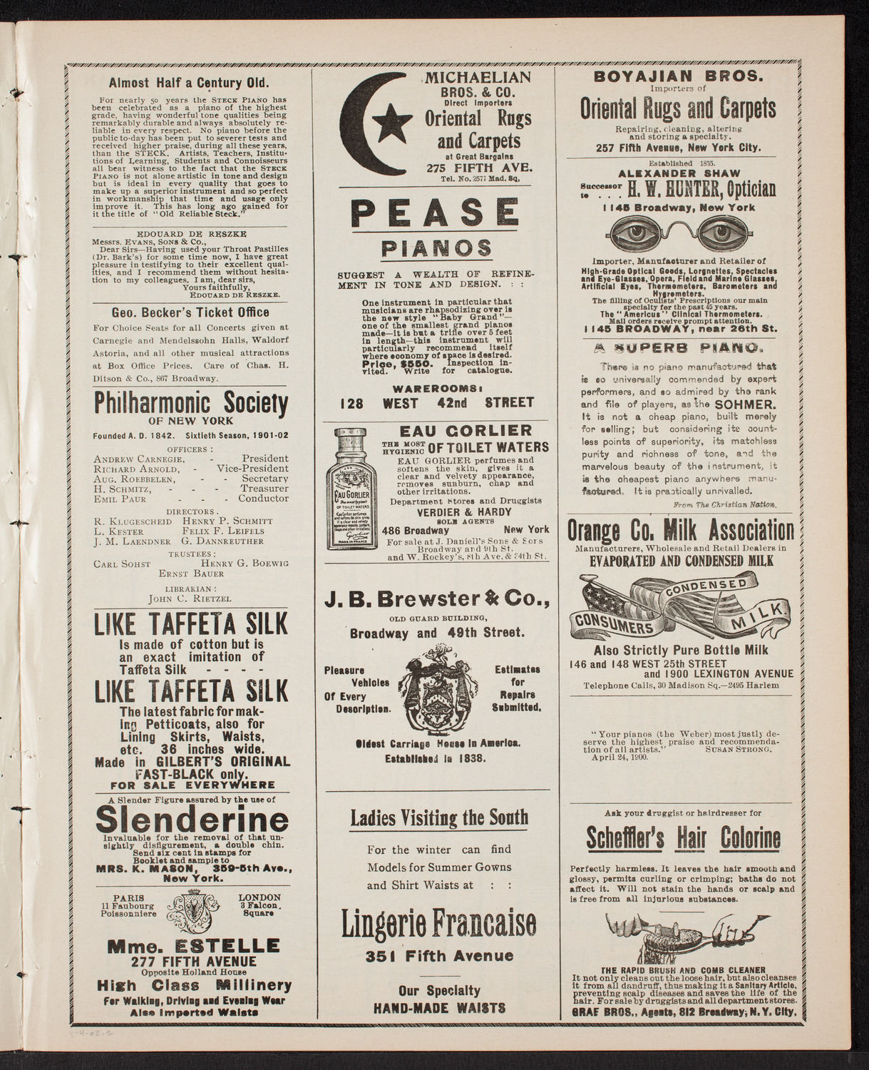 New York Philharmonic, April 4, 1902, program page 3