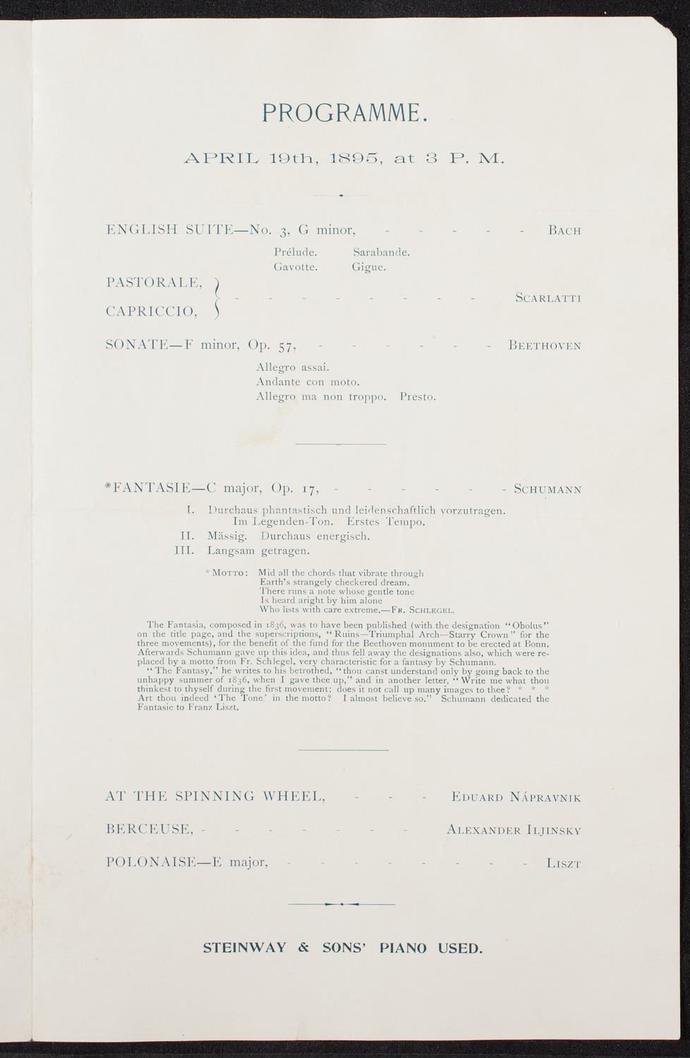 Adele Aus der Ohe, April 19, 1895, program page 3