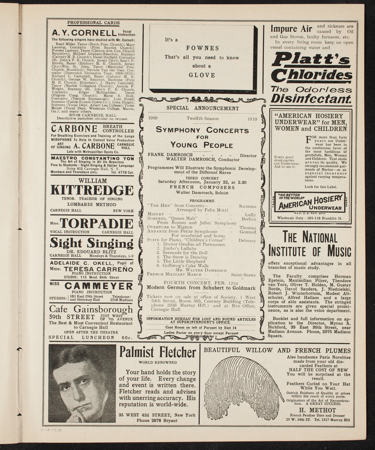 Oratorio Society of New York, December 28, 1909, program page 9