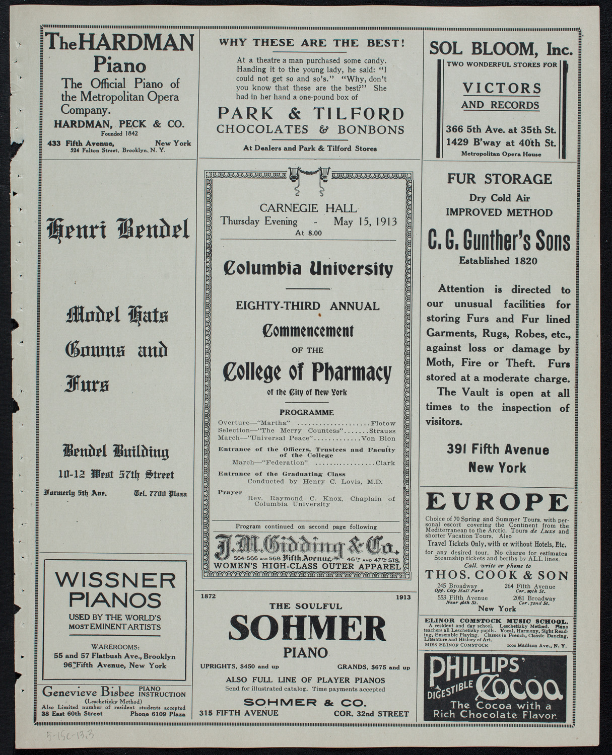 Graduation: College of Pharmacy of the City of New York, May 15, 1913, program page 5