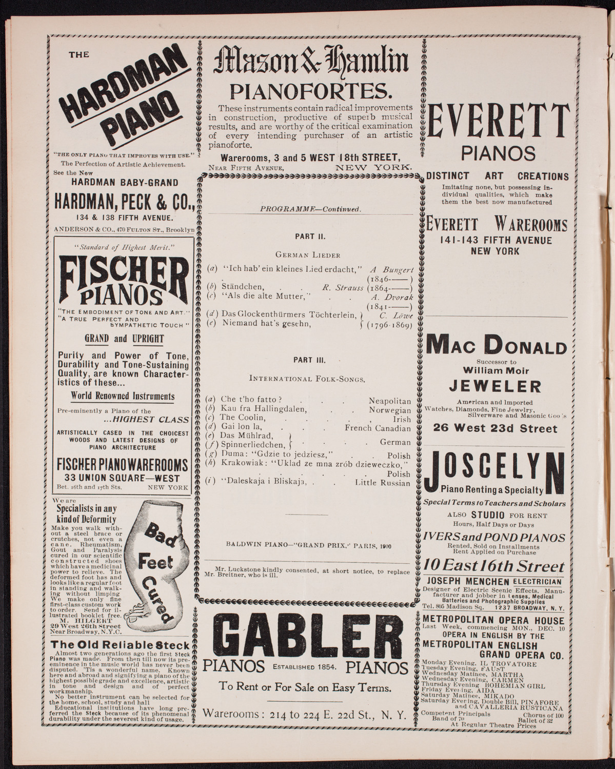 Marcella Sembrich, Soprano, December 11, 1900, program page 6