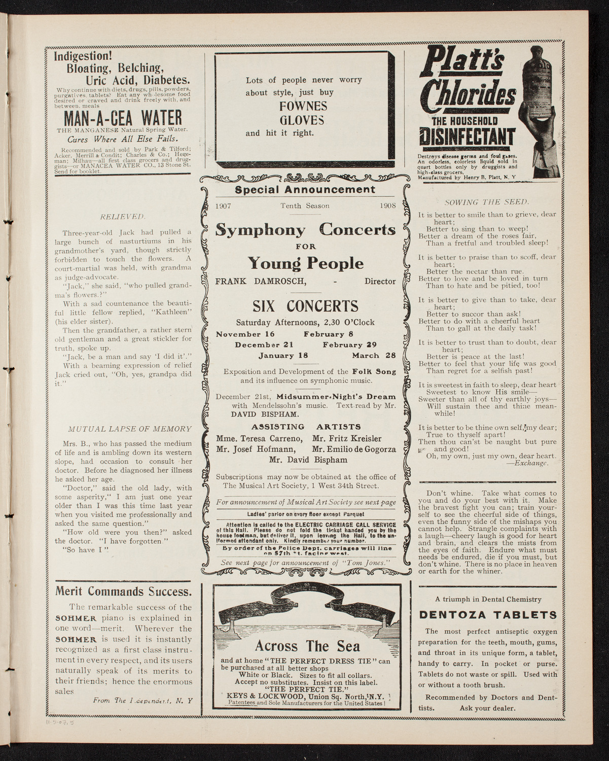 Philadelphia Orchestra, November 5, 1907, program page 9