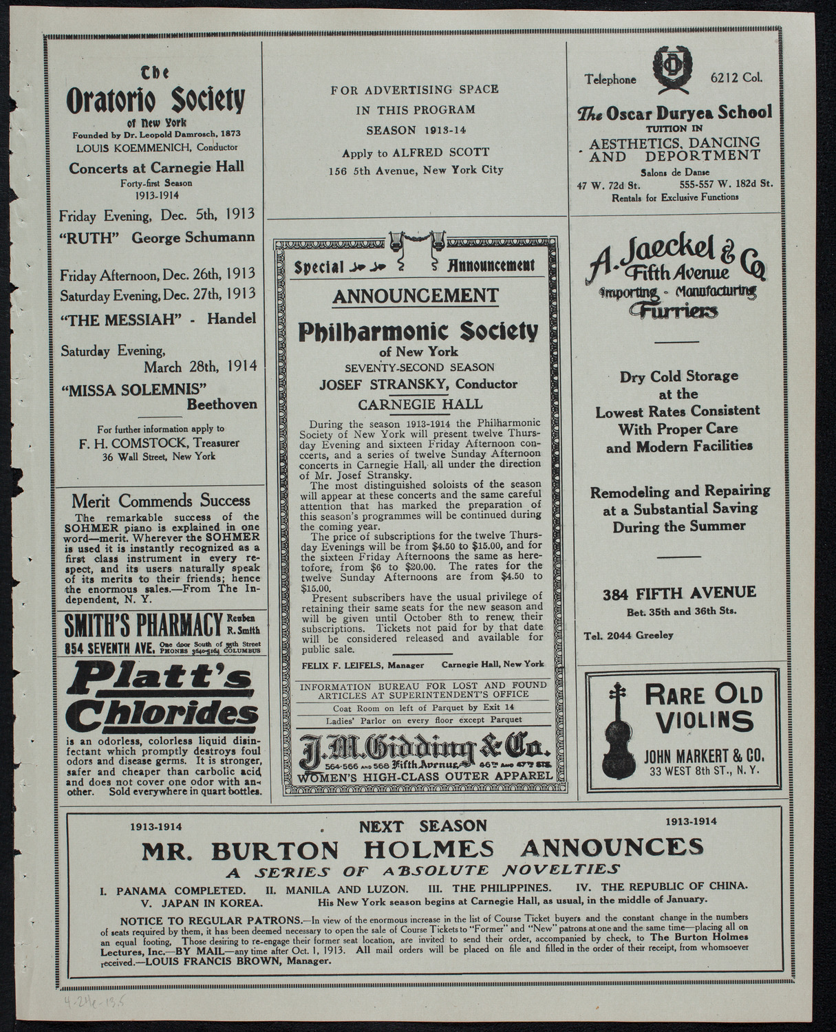 Russian Symphony Society of New York, April 24, 1913, program page 9