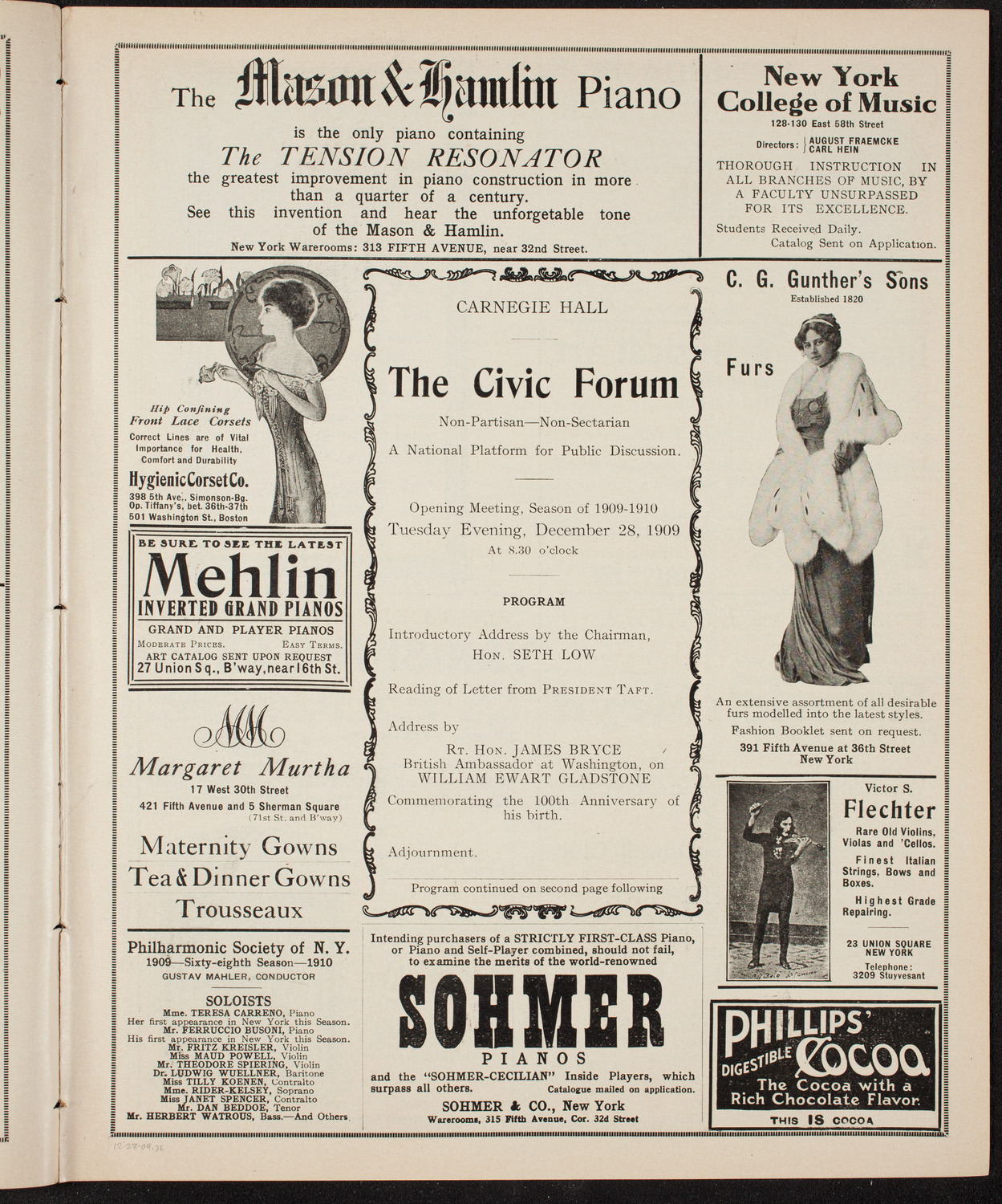 The Civic Forum, December 28, 1909, program page 5