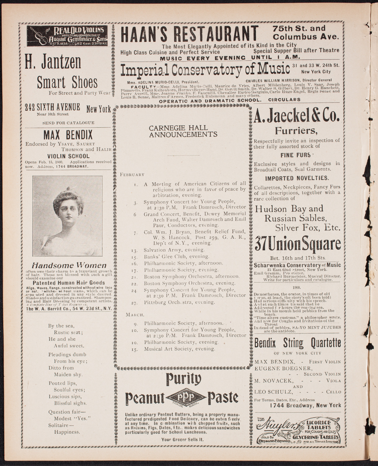 Lillian Nordica, Soprano, and Ernestine Schumann-Heink, Contralto, February 1, 1900, program page 2
