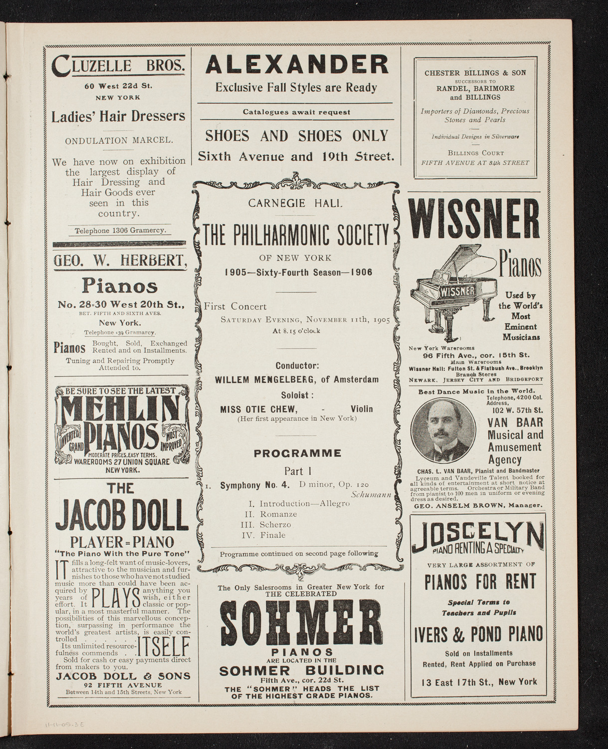 New York Philharmonic, November 11, 1905, program page 5