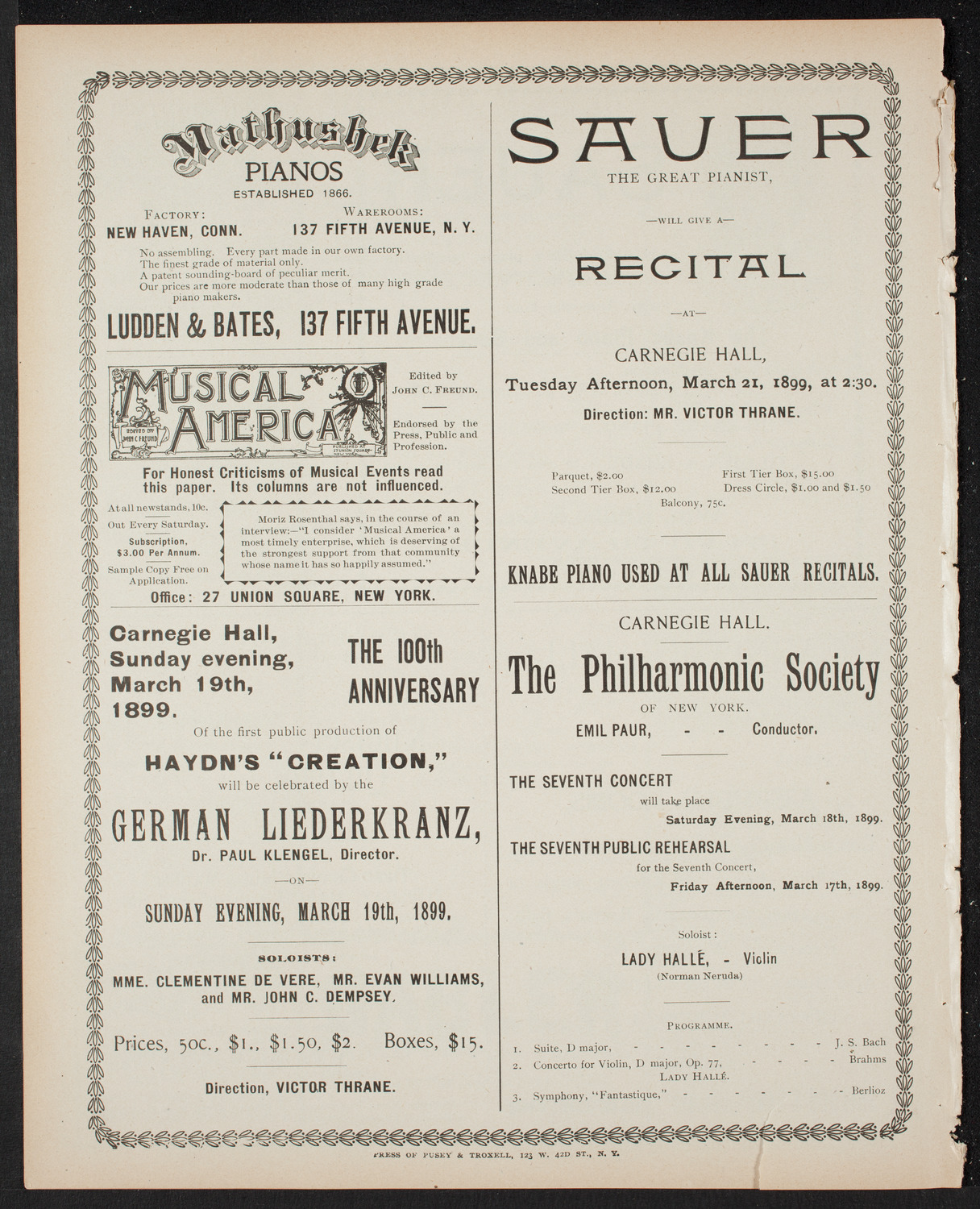 Musical Art Society of New York, March 16, 1899, program page 8