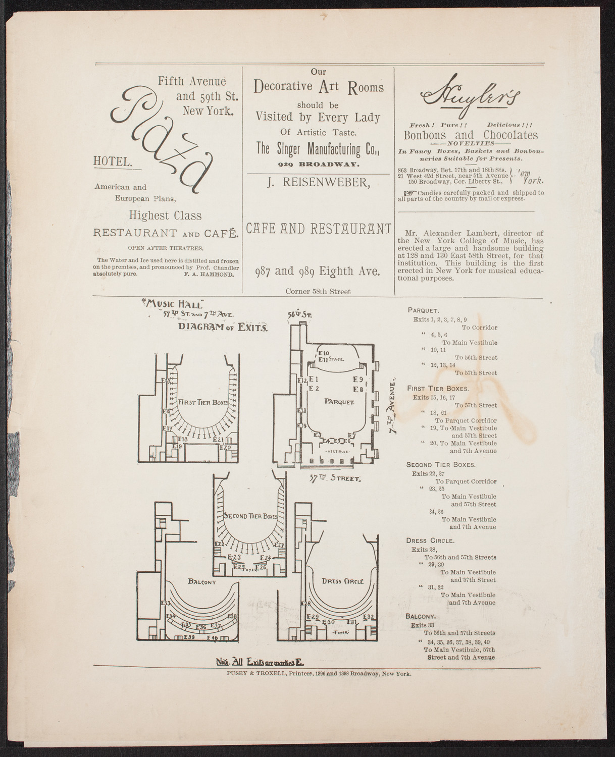 Urania Scientific Theatre, June 5, 1892, program page 4