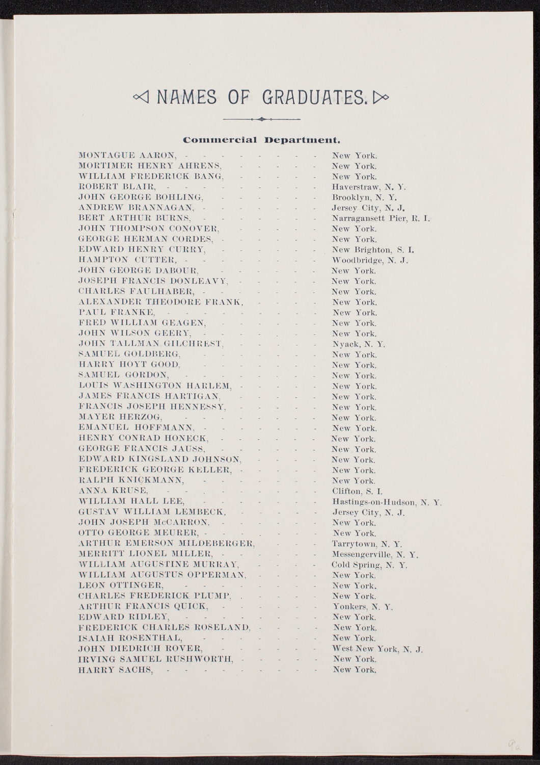 Graduation: Packard Commercial School, May 12, 1892, program page 2